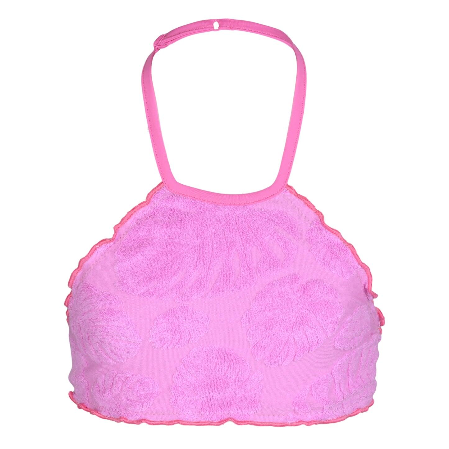 Hope Frou Frou Girls Bikini Terry Embossed Leaf Pink - Girls Bikini