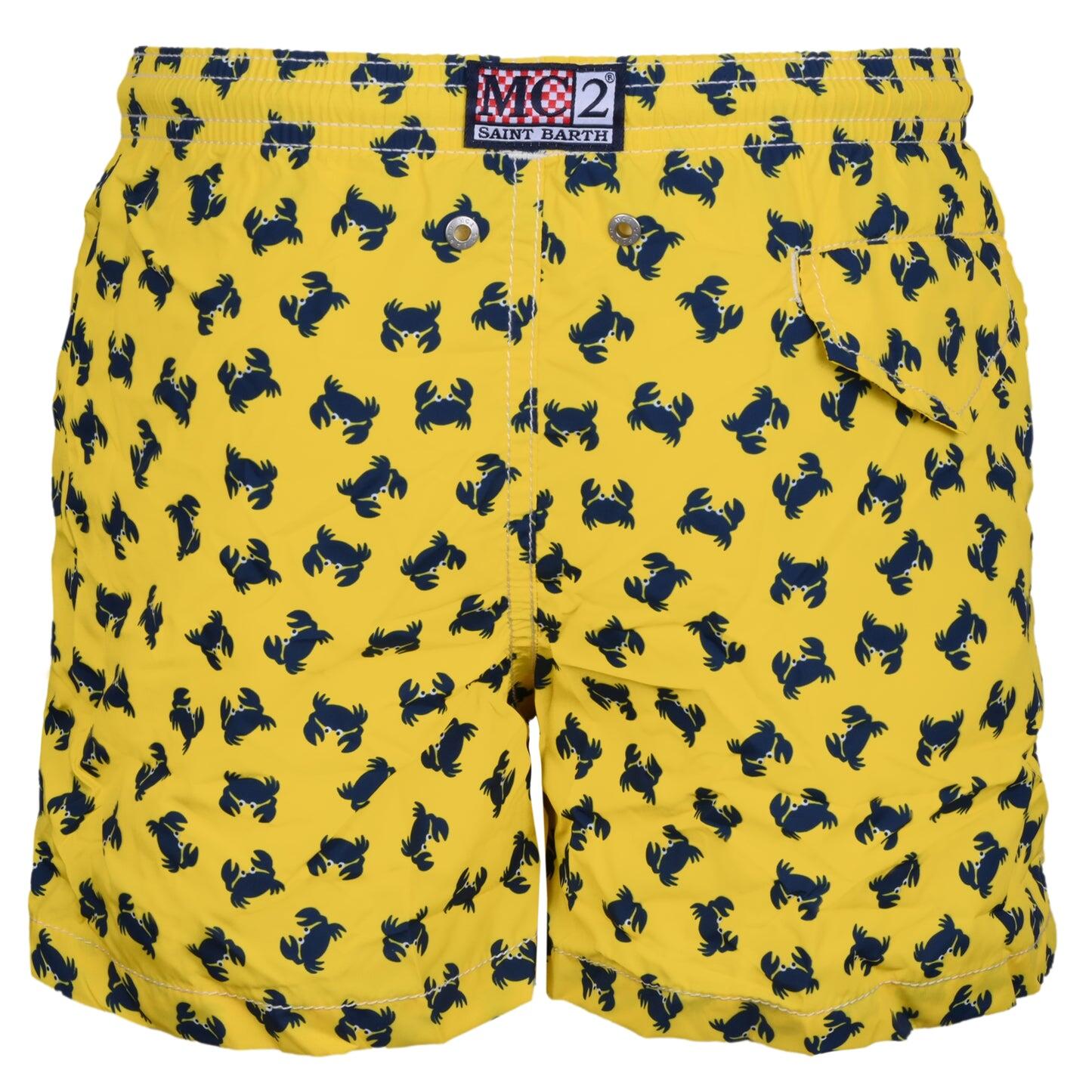 Jean Lighting Crab Fluo Yellow/Blue Boys Swimshorts - Swim Shorts