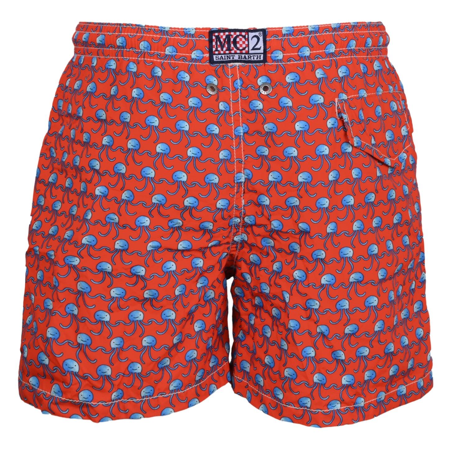 Jean Lighting Dansa Octopus Red Boys Swimshorts - Swim Shorts