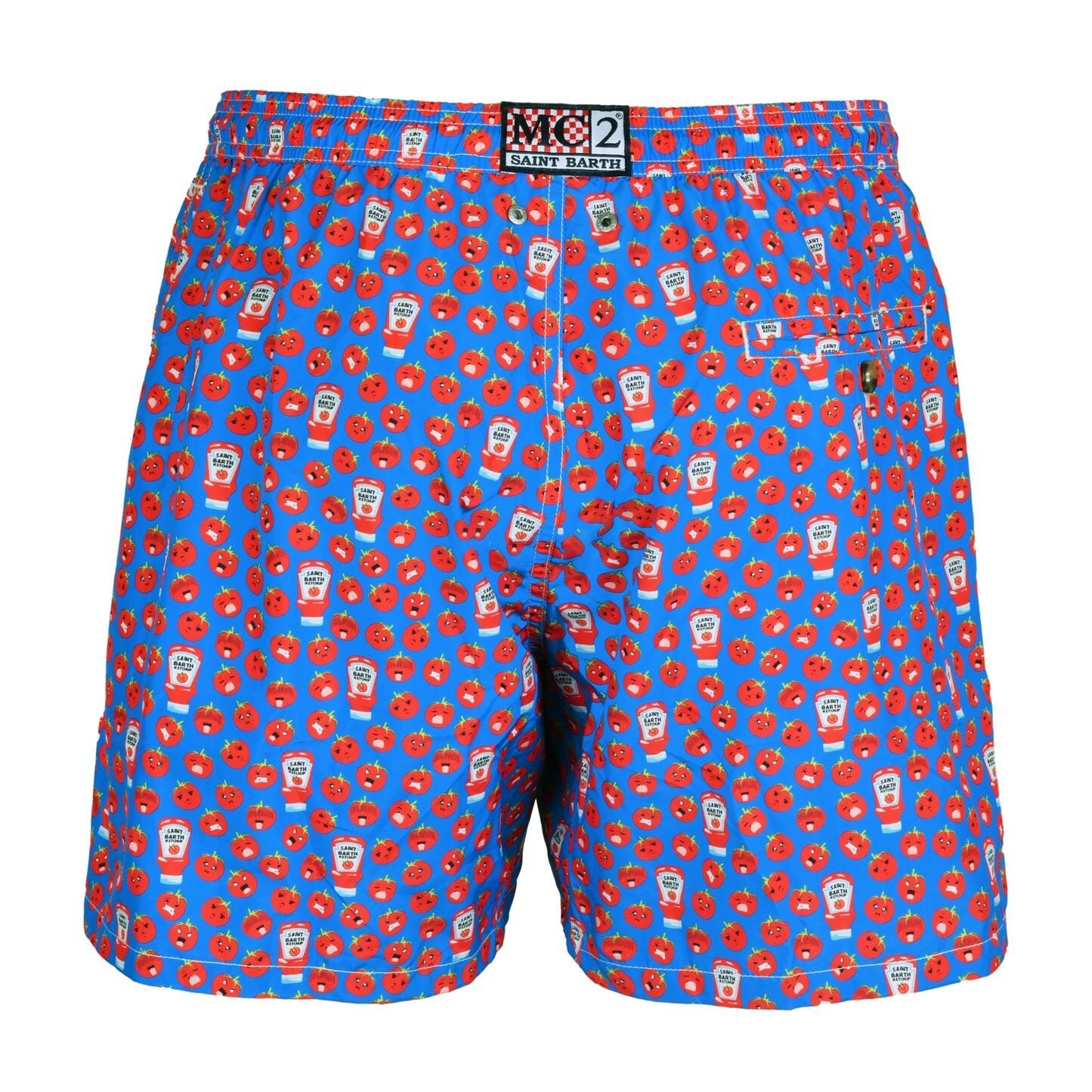Lighting Micro Gnam Ketchup Blue/Red Mens Swimshorts - Men’s Swim Shorts