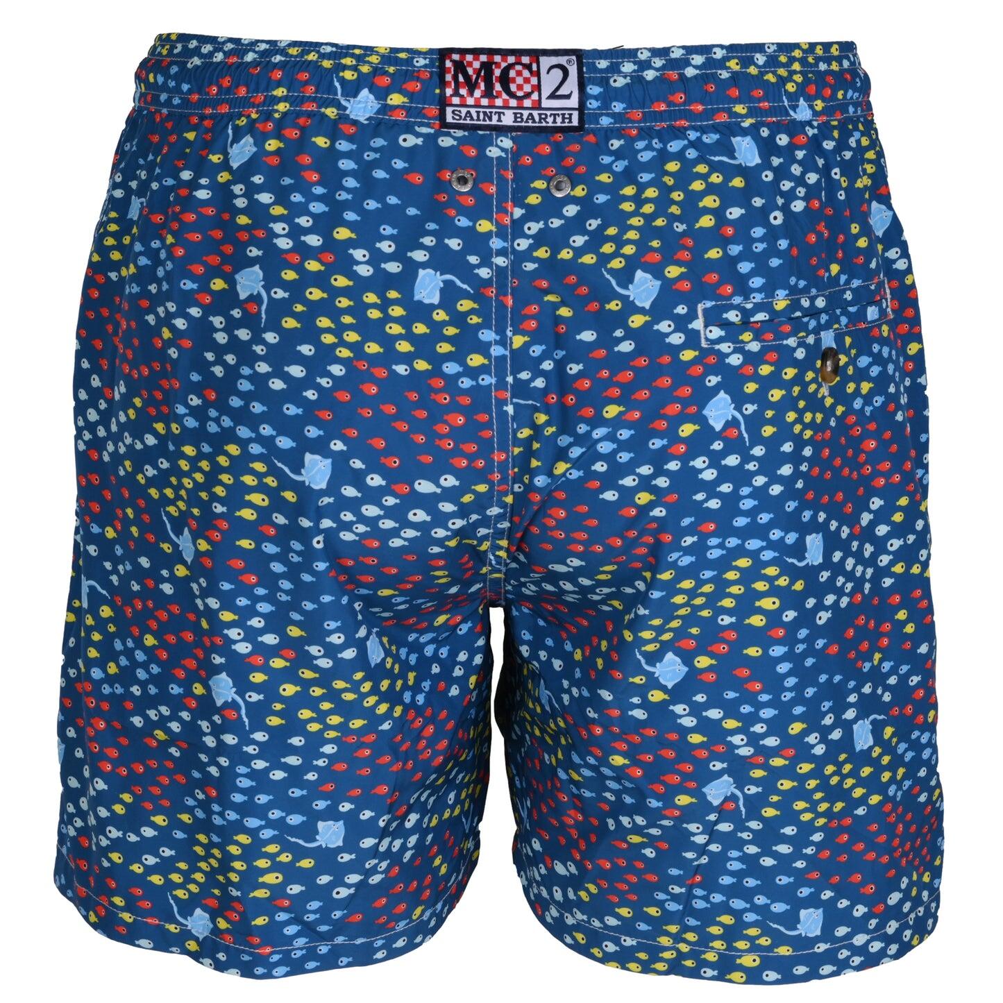 Lighting Micro Ray Fish Blue Mens Swimshorts - Men’s Swim Shorts