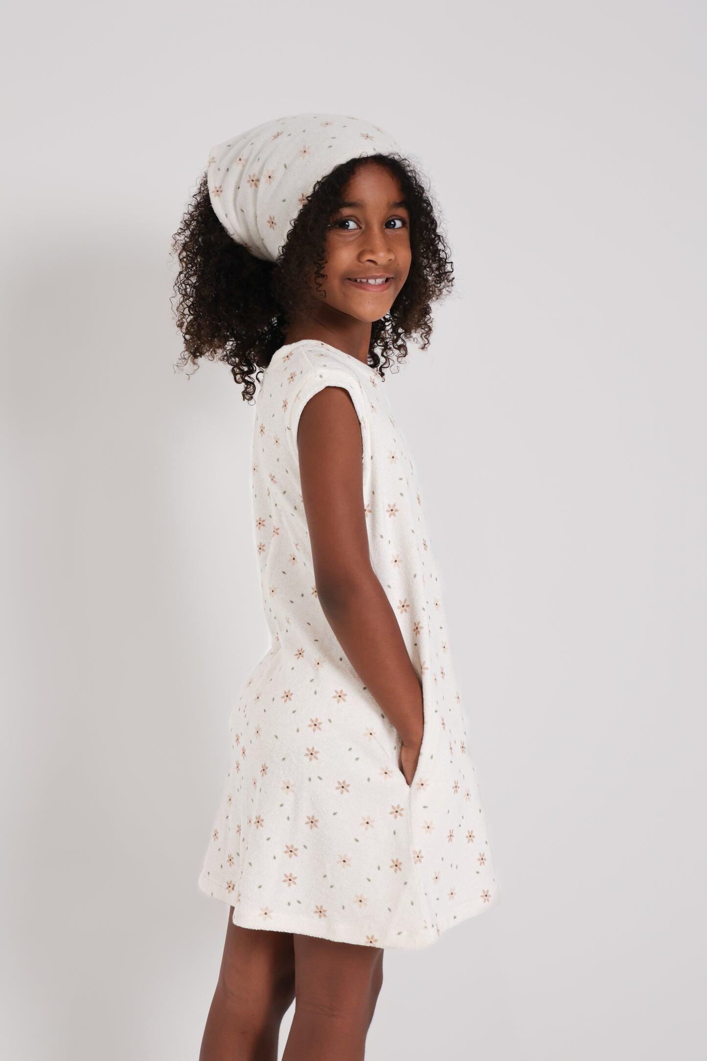Star Flower Terry Towelling Dress & Head Scarf