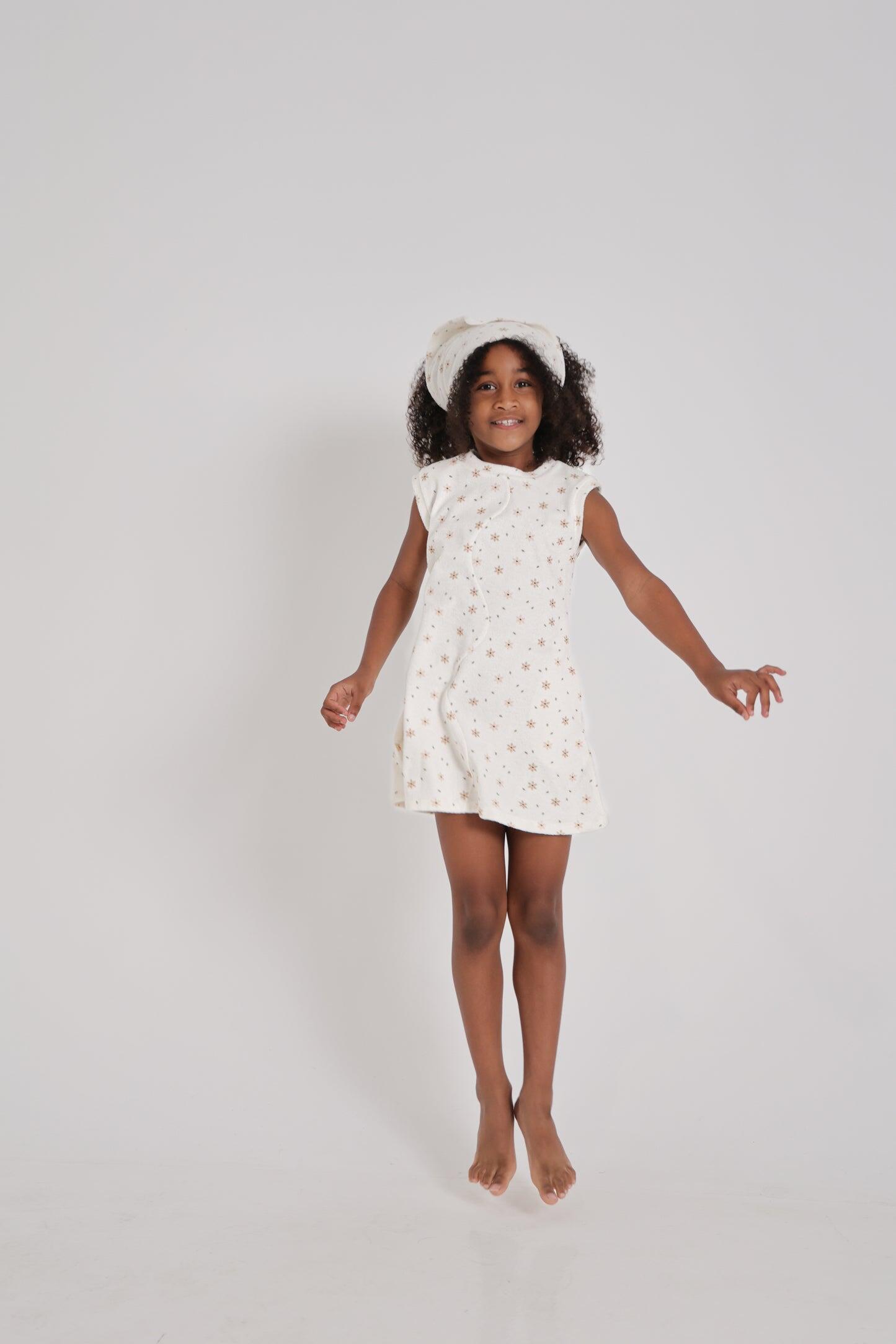 Star Flower Terry Towelling Dress & Head Scarf