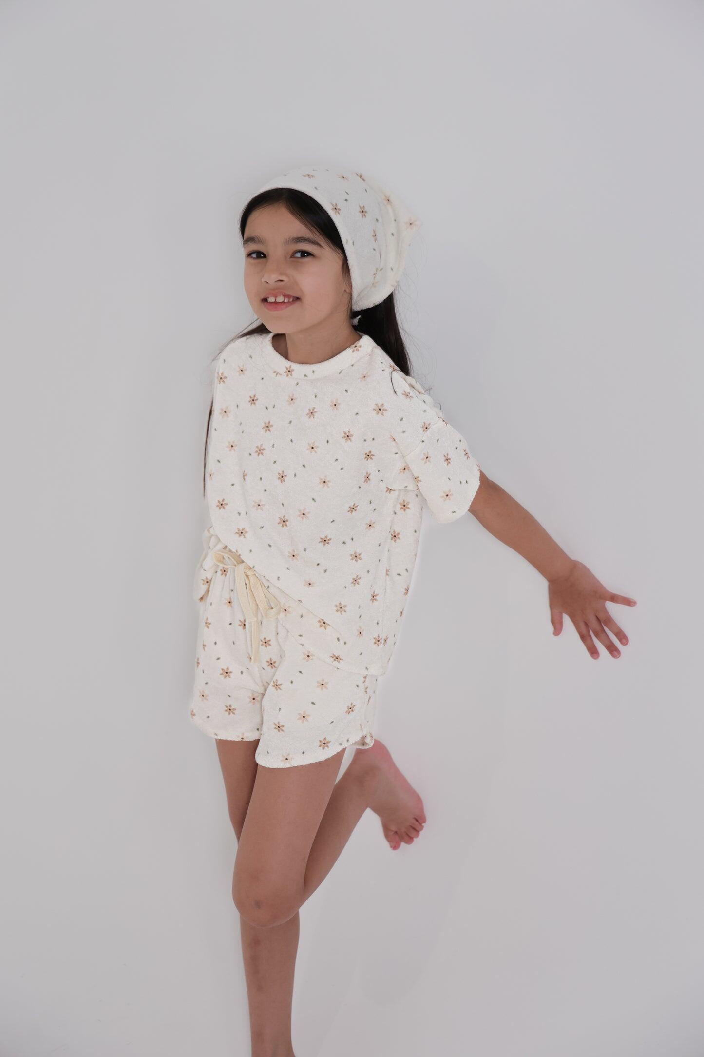 Star Flower Terry Towelling Set and head Scarf