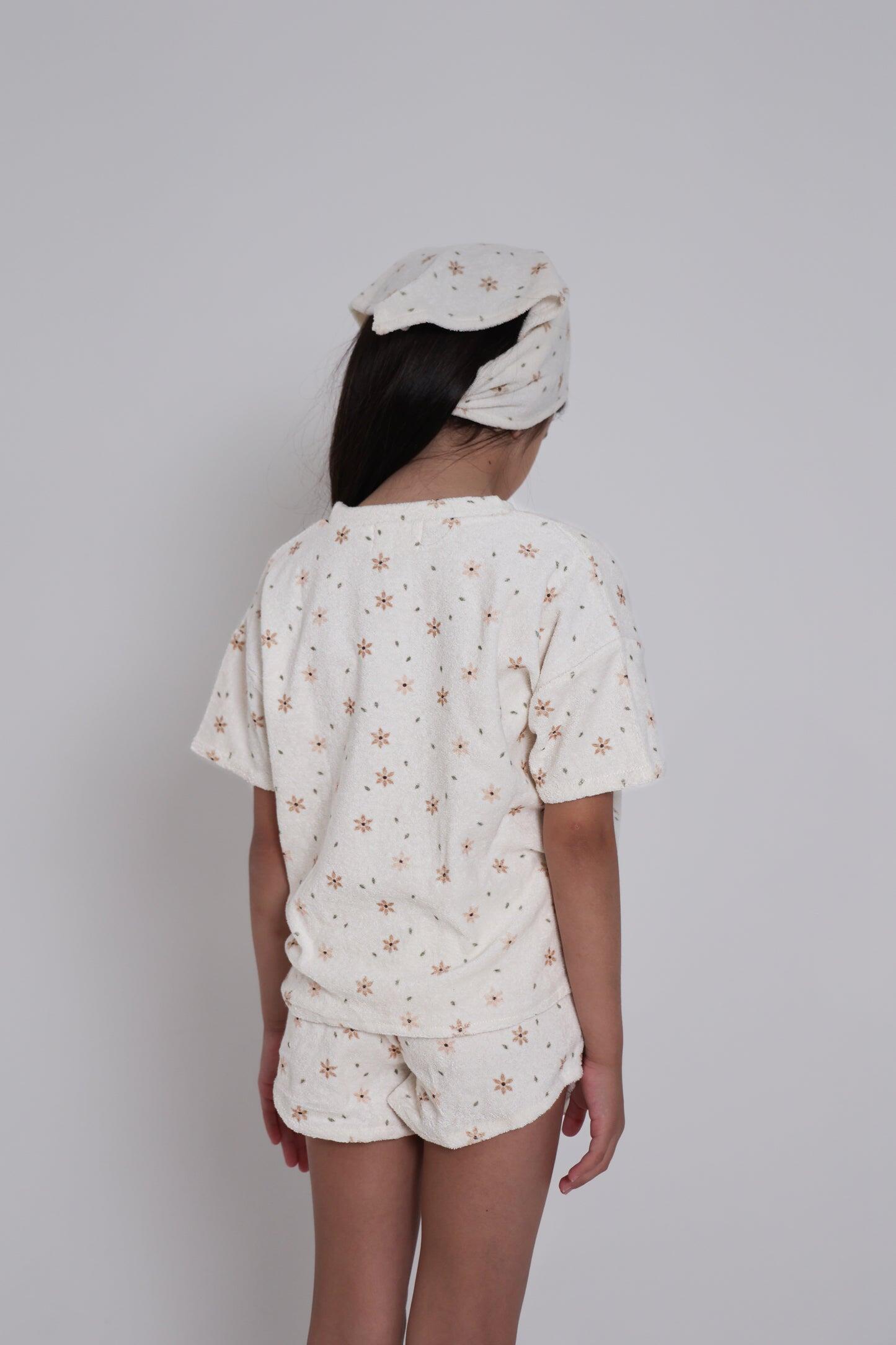 Star Flower Terry Towelling Set and head Scarf