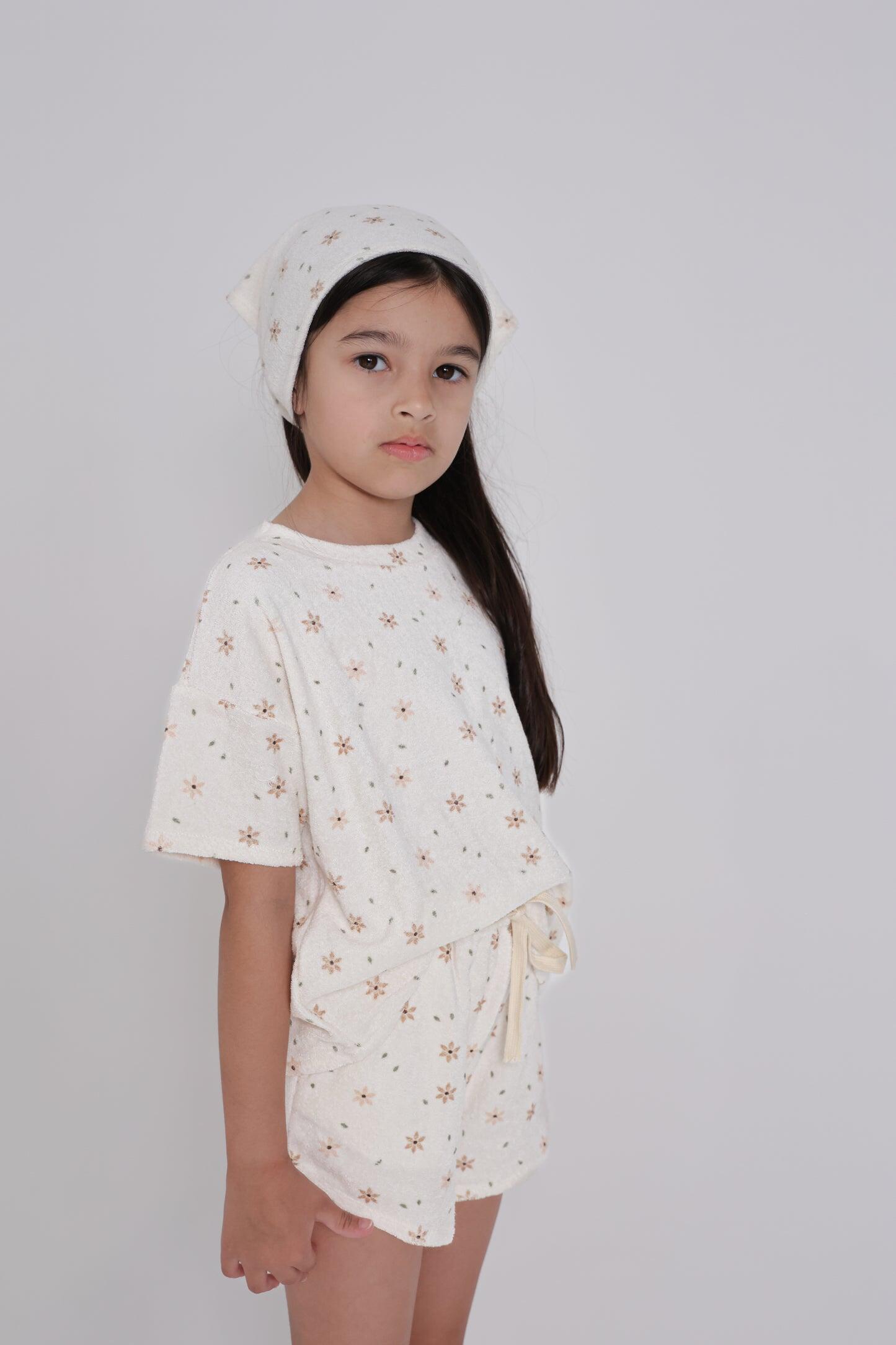 Star Flower Terry Towelling Set and head Scarf