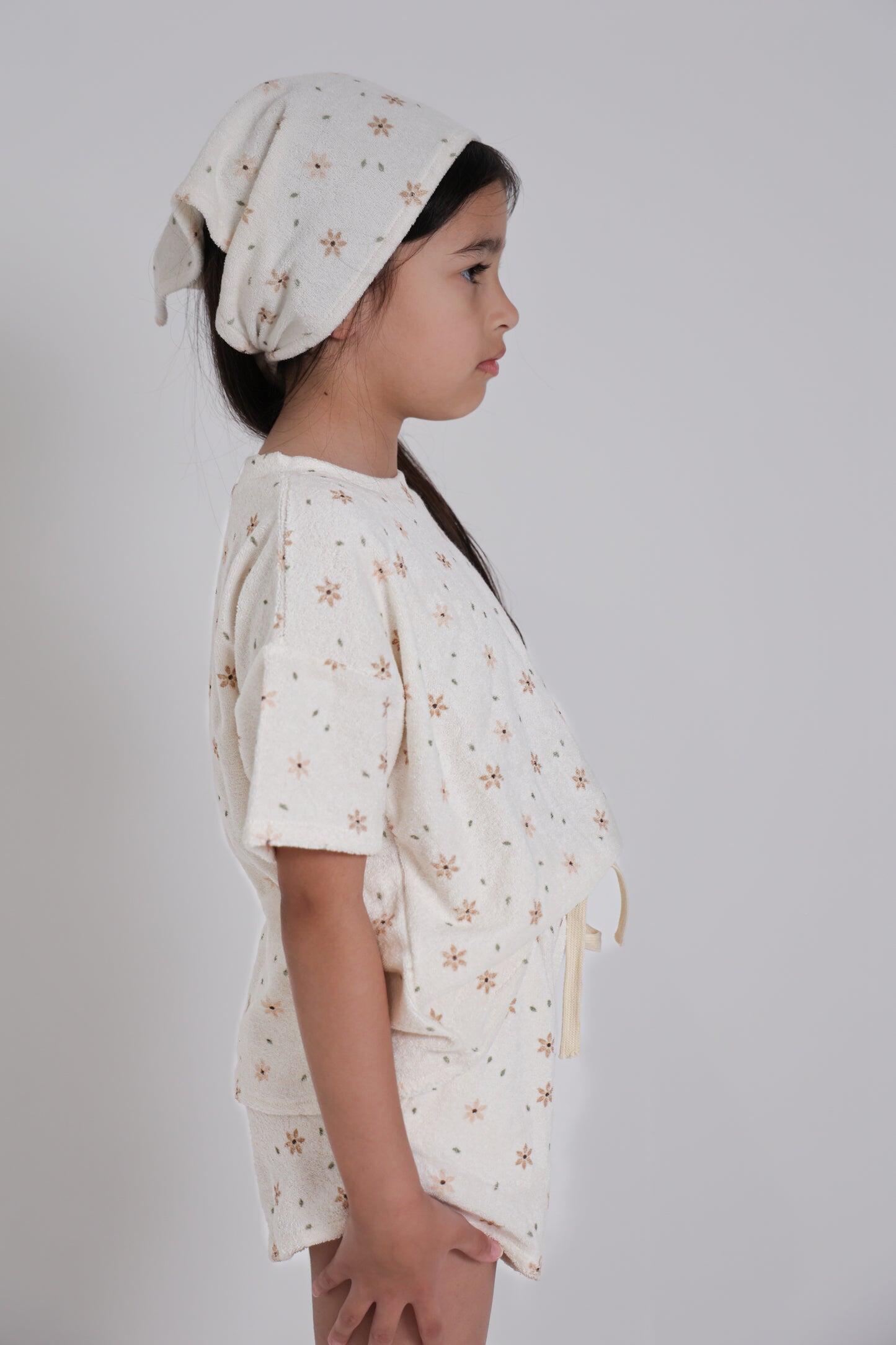 Star Flower Terry Towelling Set and head Scarf