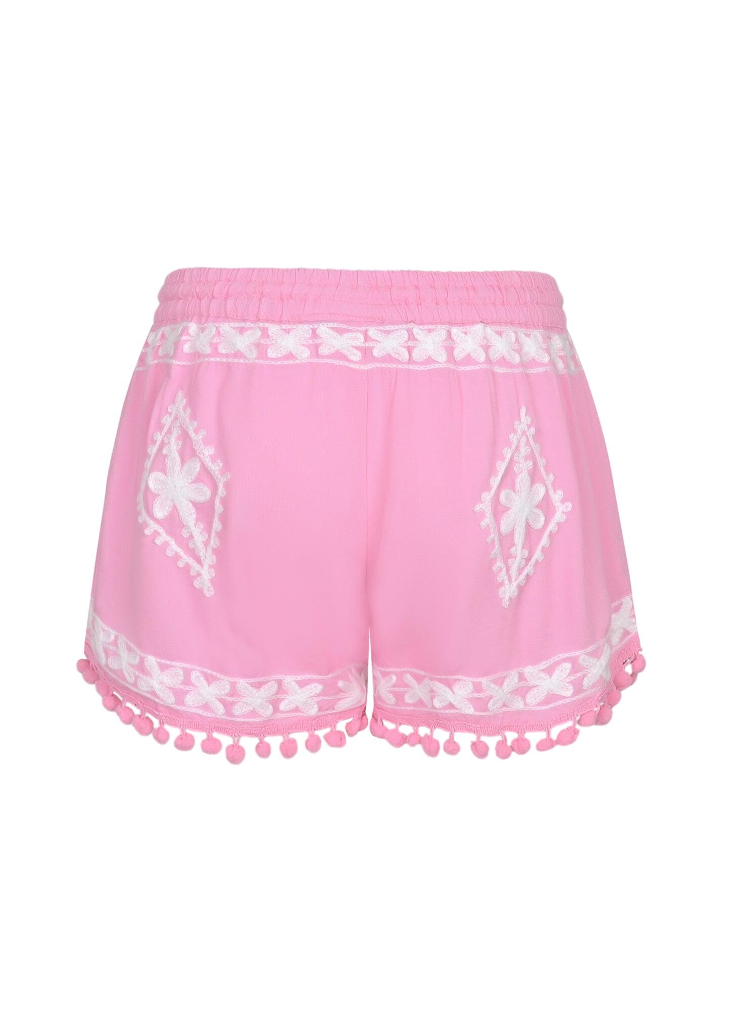 Girls Sienna Pale Pink White Shorts - Shorts