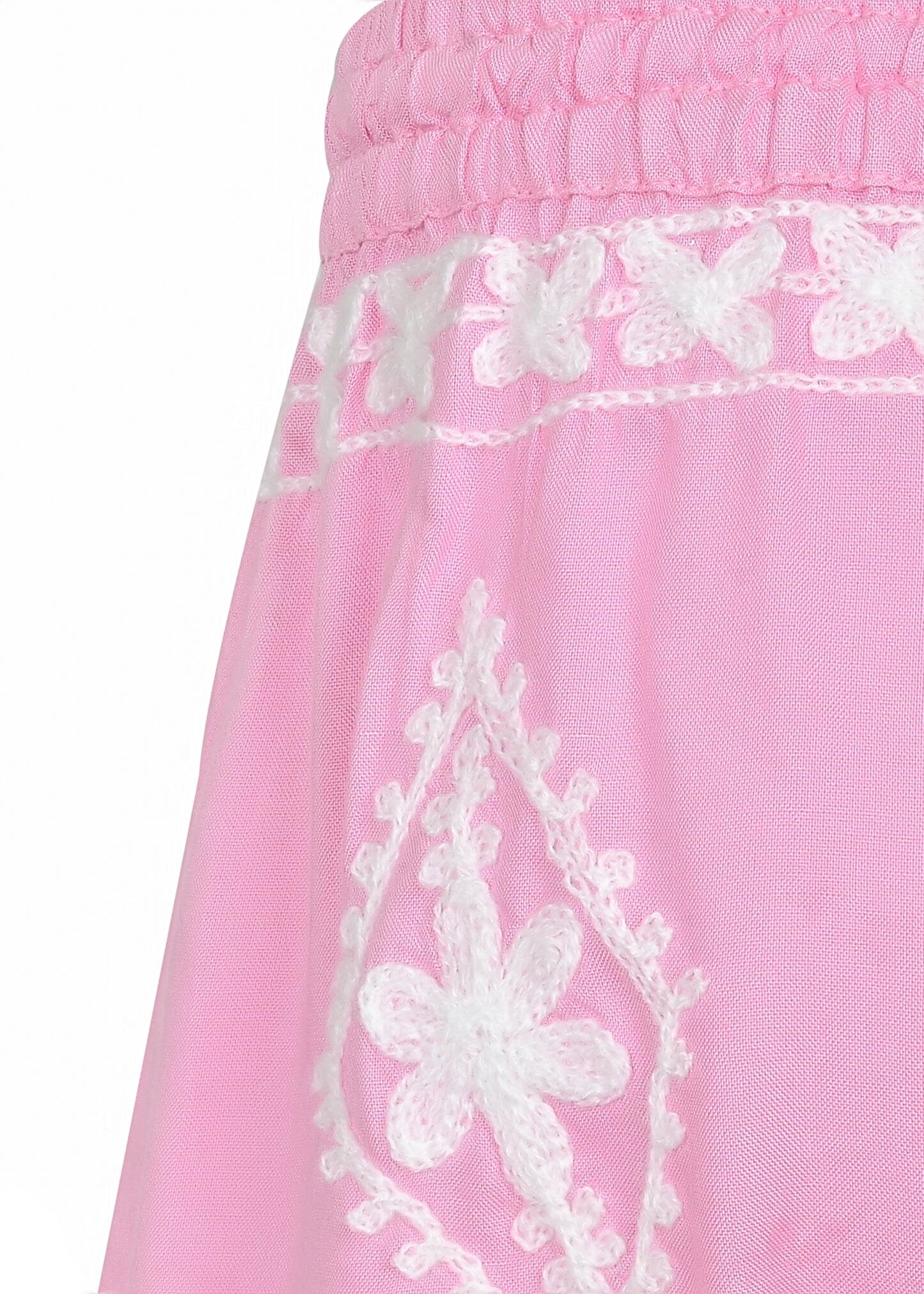 Girls Sienna Pale Pink White Shorts - Shorts