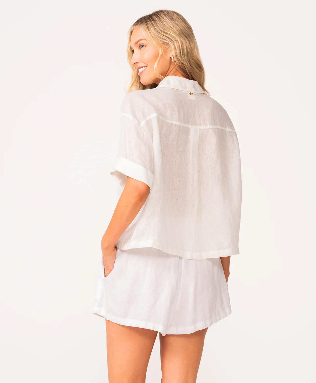 Amira Linen Short Water Lily