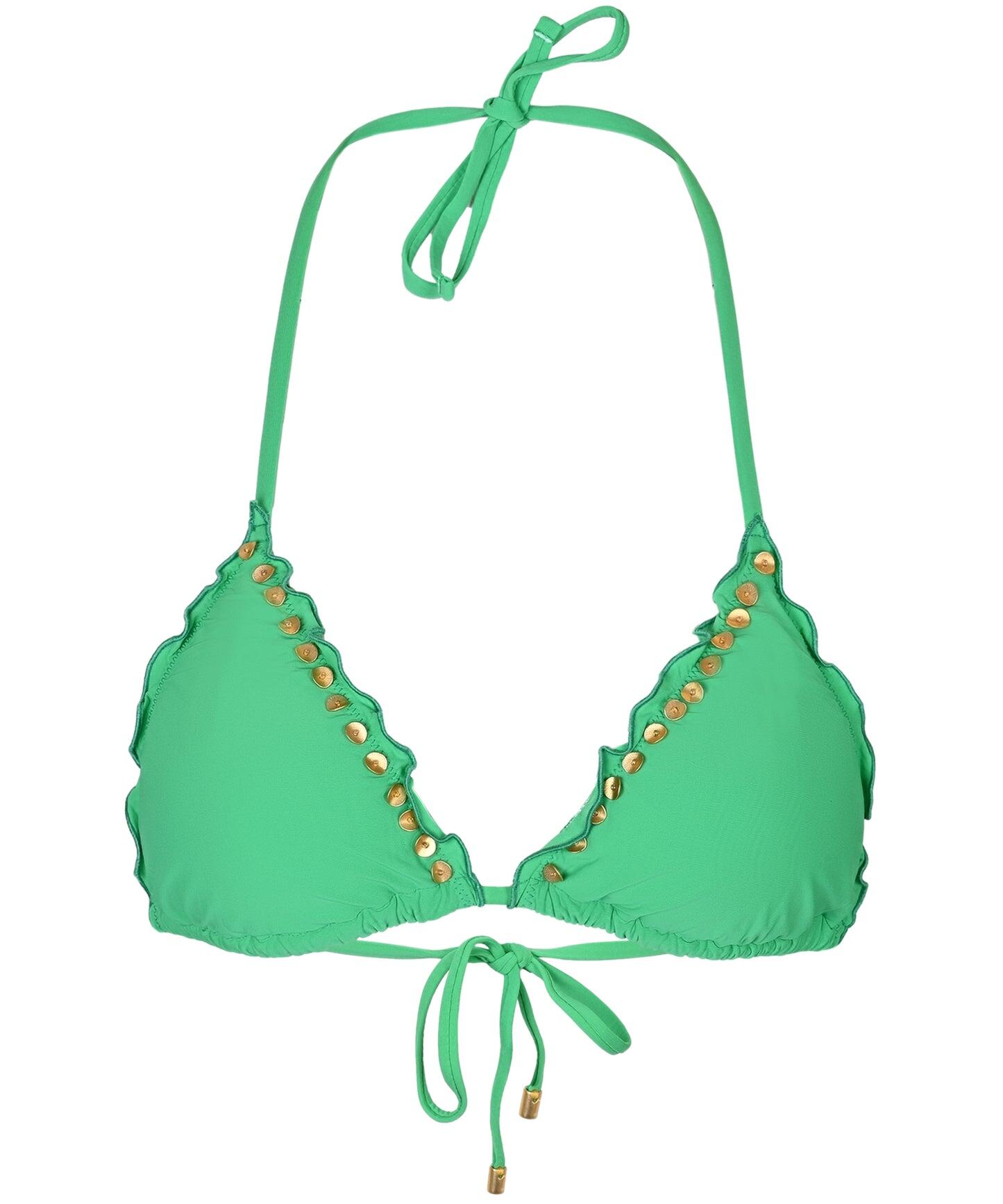 Embroidered Lettuce Edge Tri Clover - Bikini Top