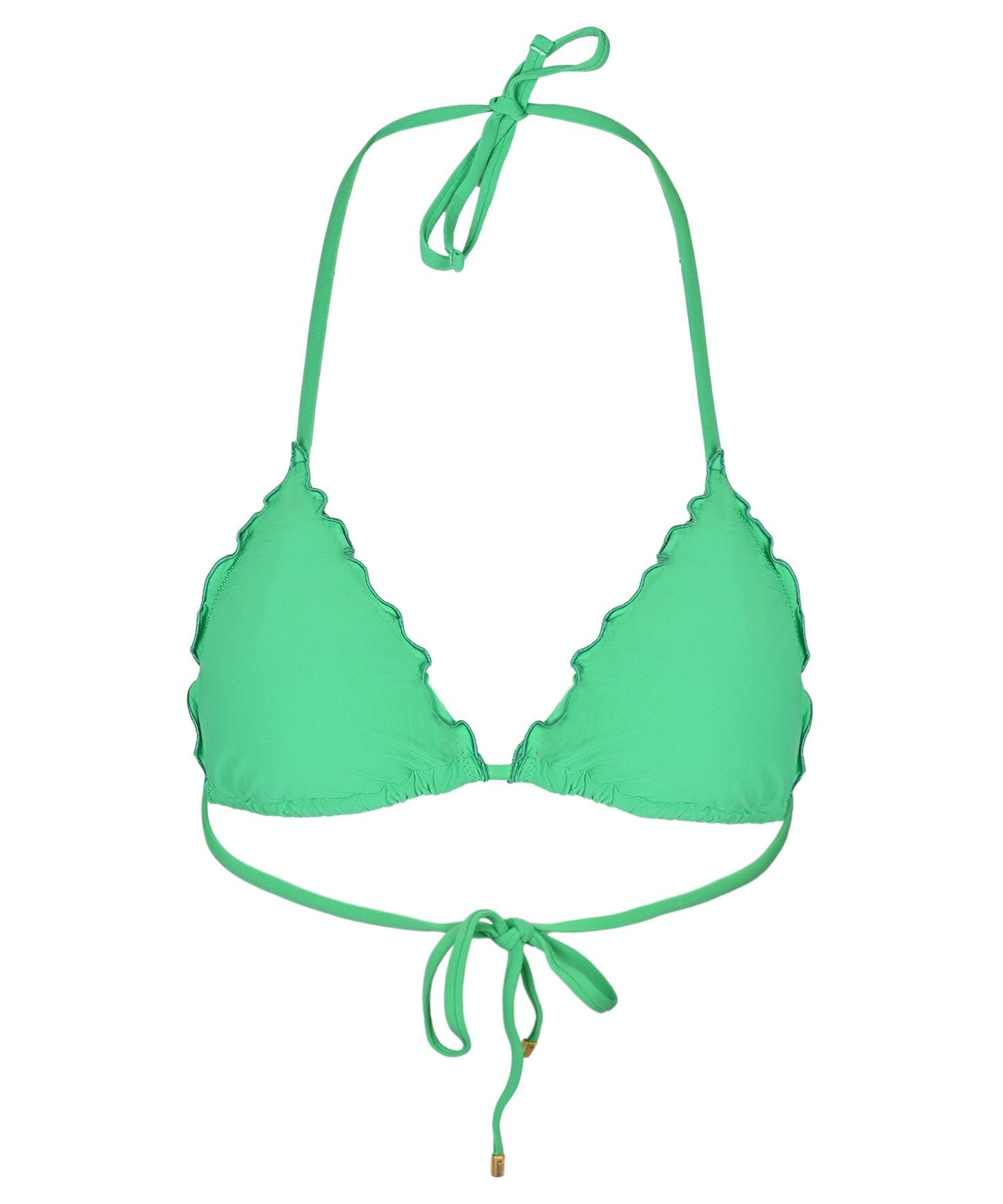 Embroidered Lettuce Edge Tri Clover - Bikini Top