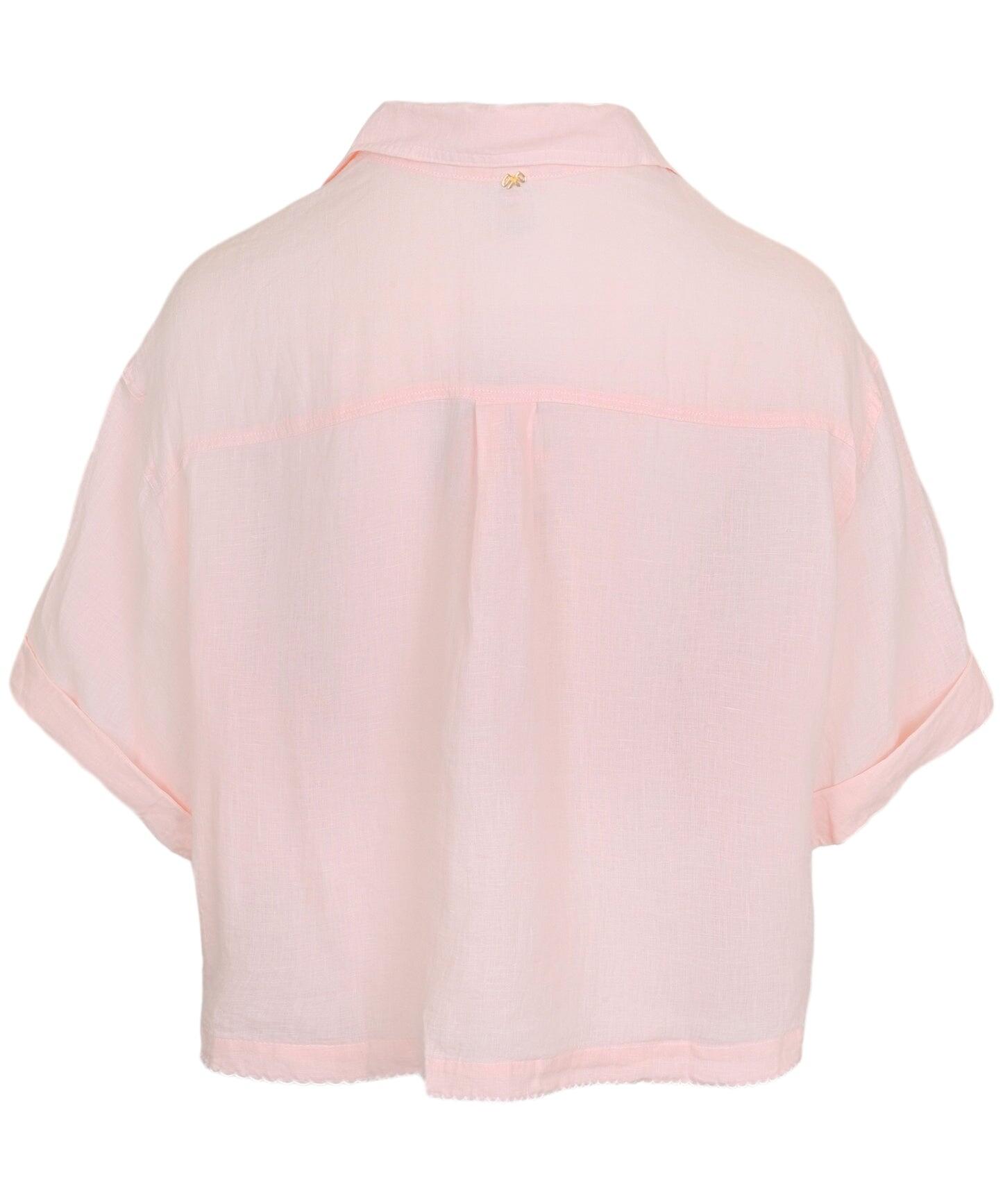 Scalloped Linen Top Pink - Top