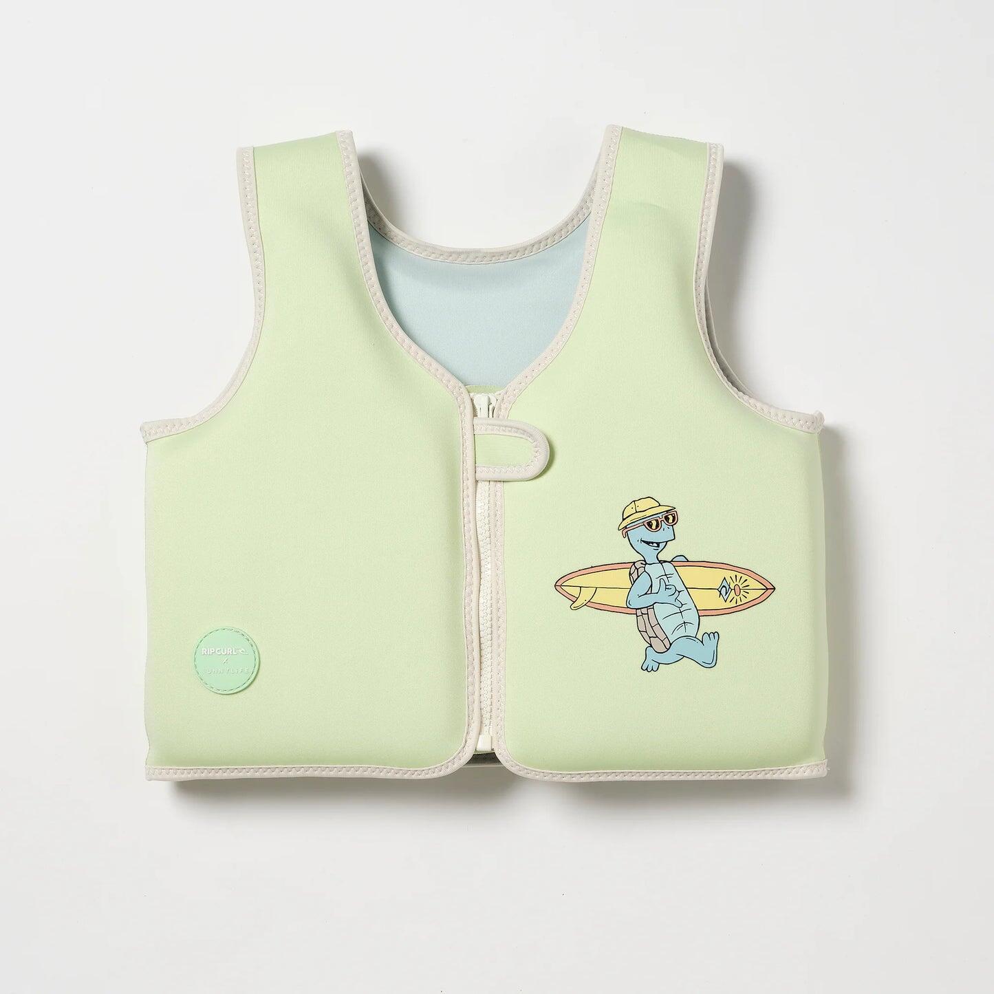 Kids Swim Vest Shred Turtle Aqua