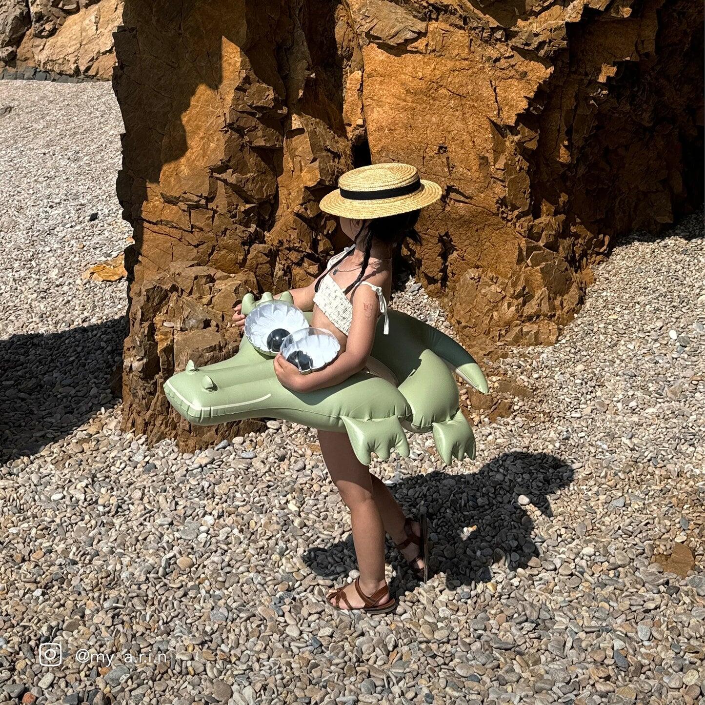 Kids Pool Ring Cookie The Croc  Khaki