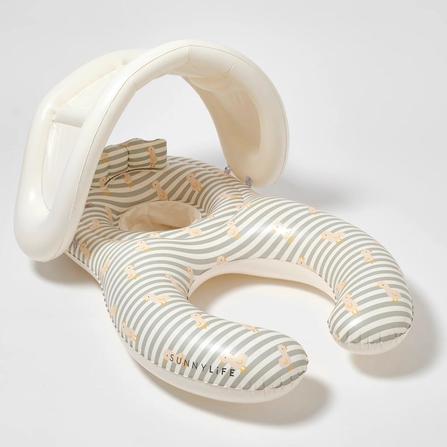 Float Together Baby Seat Duck Sage Stripe - Pool Inflatable
