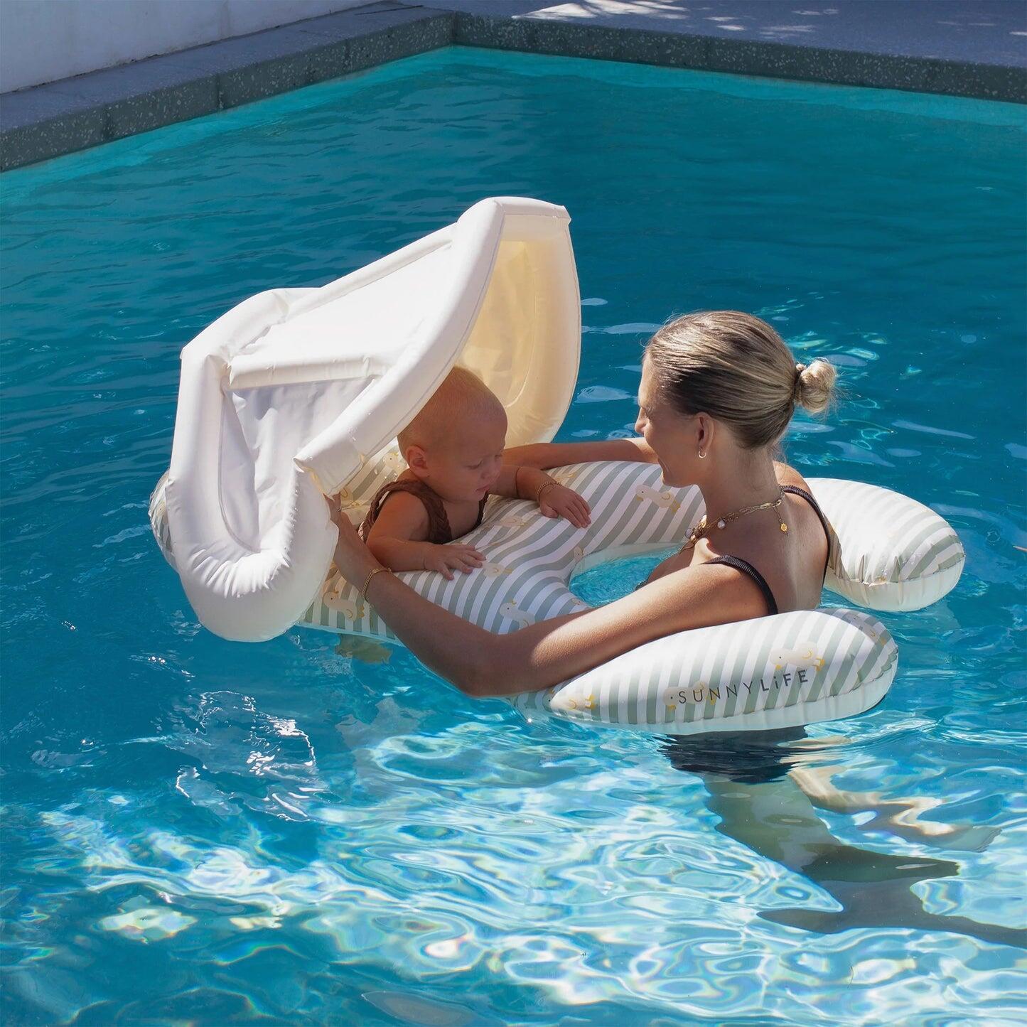 Float Together Baby Seat Duck Sage Stripe - Pool Inflatable