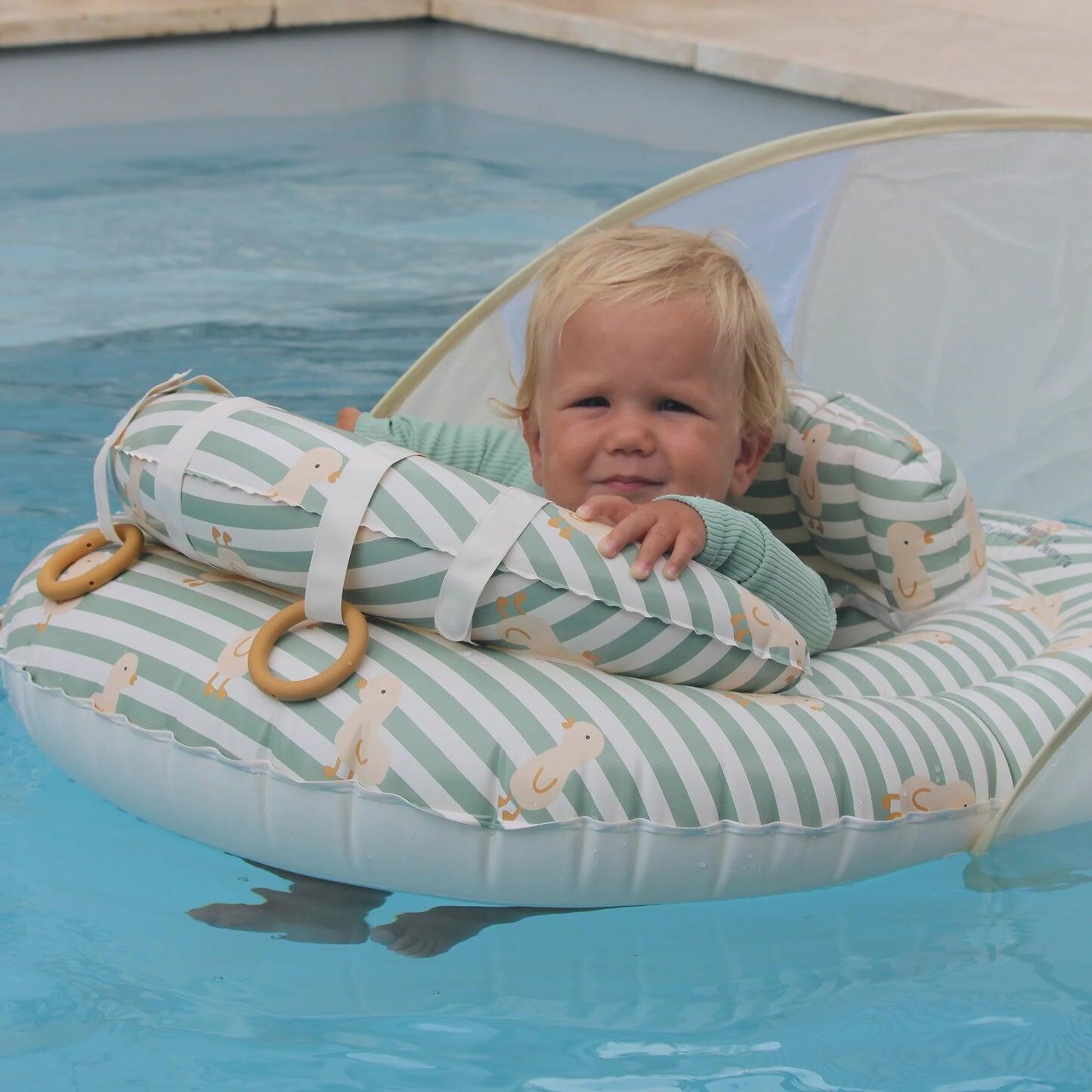 Interactive Baby Float Duck Sage Stripe - Pool Inflatable