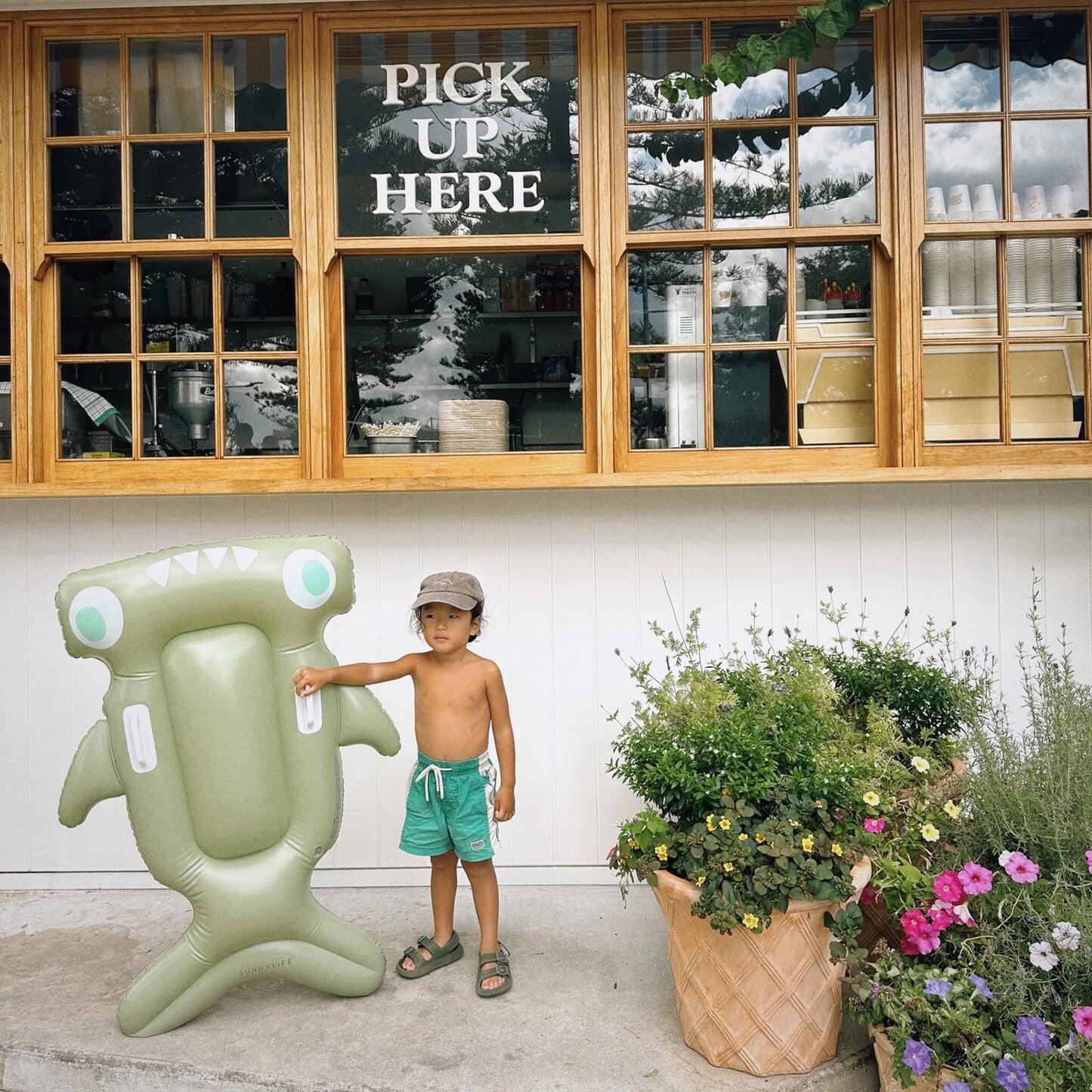 Kids Lie-On Float Salty the Shark Khaki - Pool Inflatable