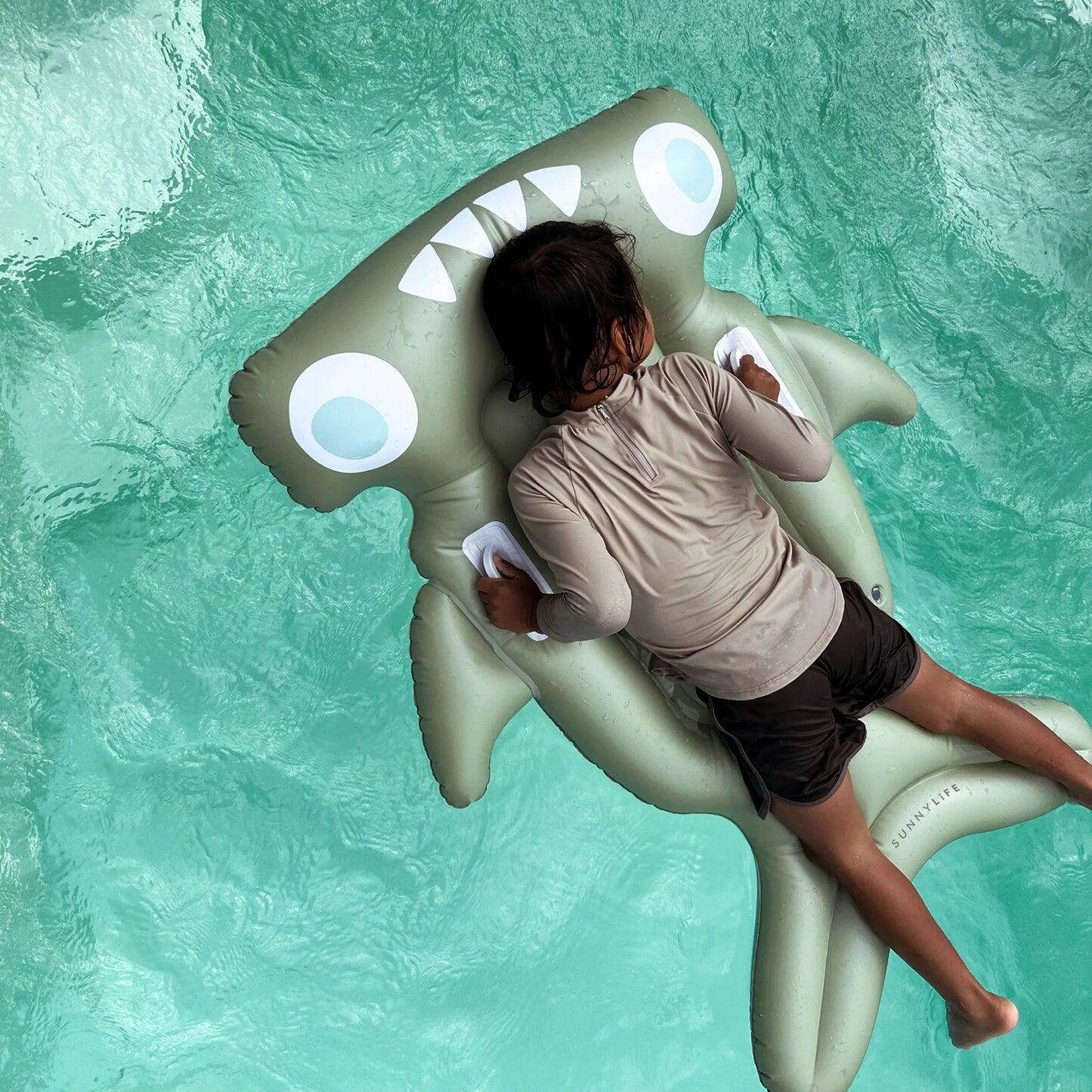 Kids Lie-On Float Salty the Shark Khaki - Pool Inflatable