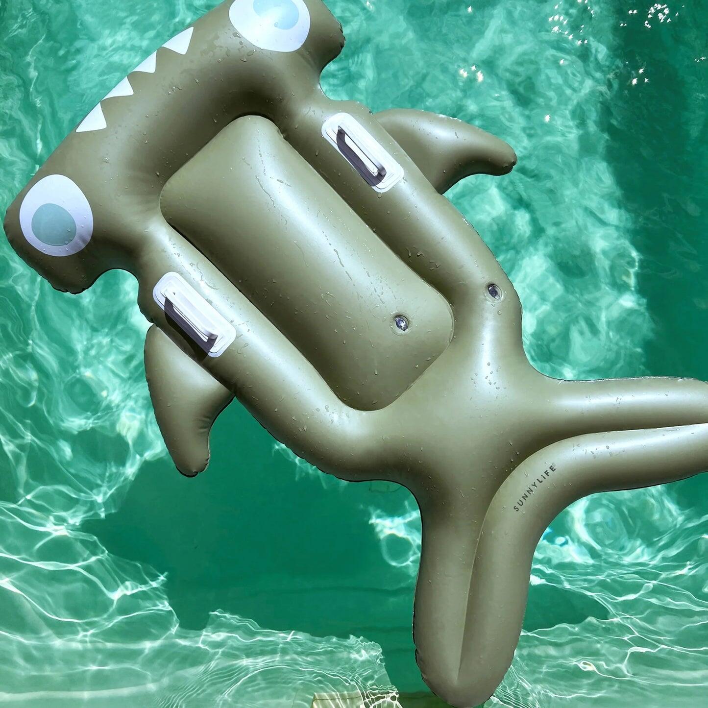 Kids Lie-On Float Salty the Shark Khaki - Pool Inflatable