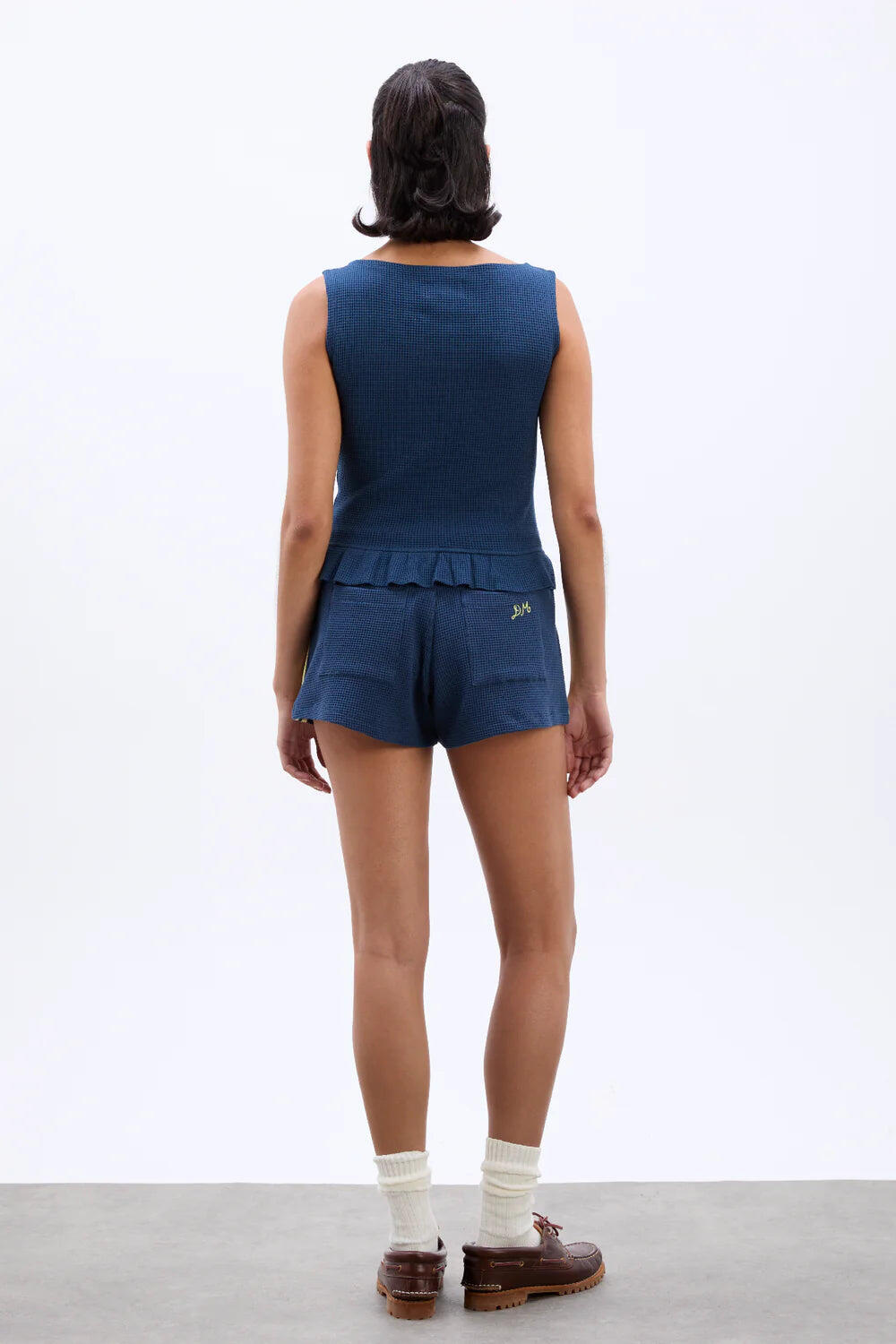 Pippa Waffle Short Navy/Yellow