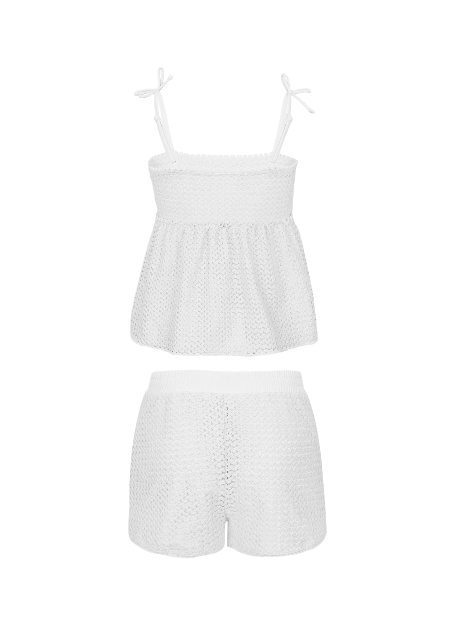 White Girls Crochet Peplum Tank & Short Cover Up Set