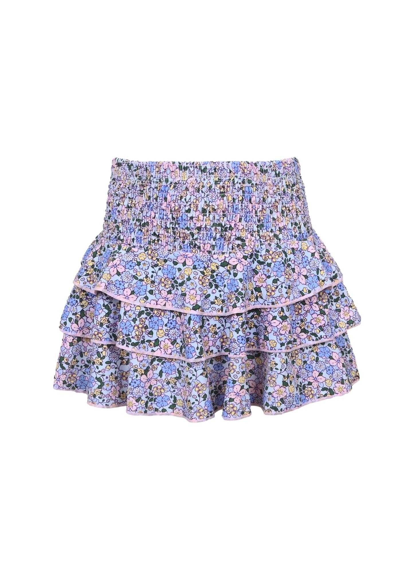Blue Blossoms Ruffle Active Skirt