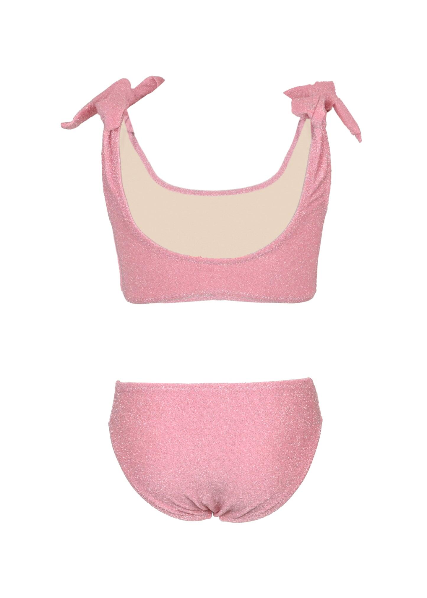 Coral Girls Shimmer Flower Two Piece Swimsuit