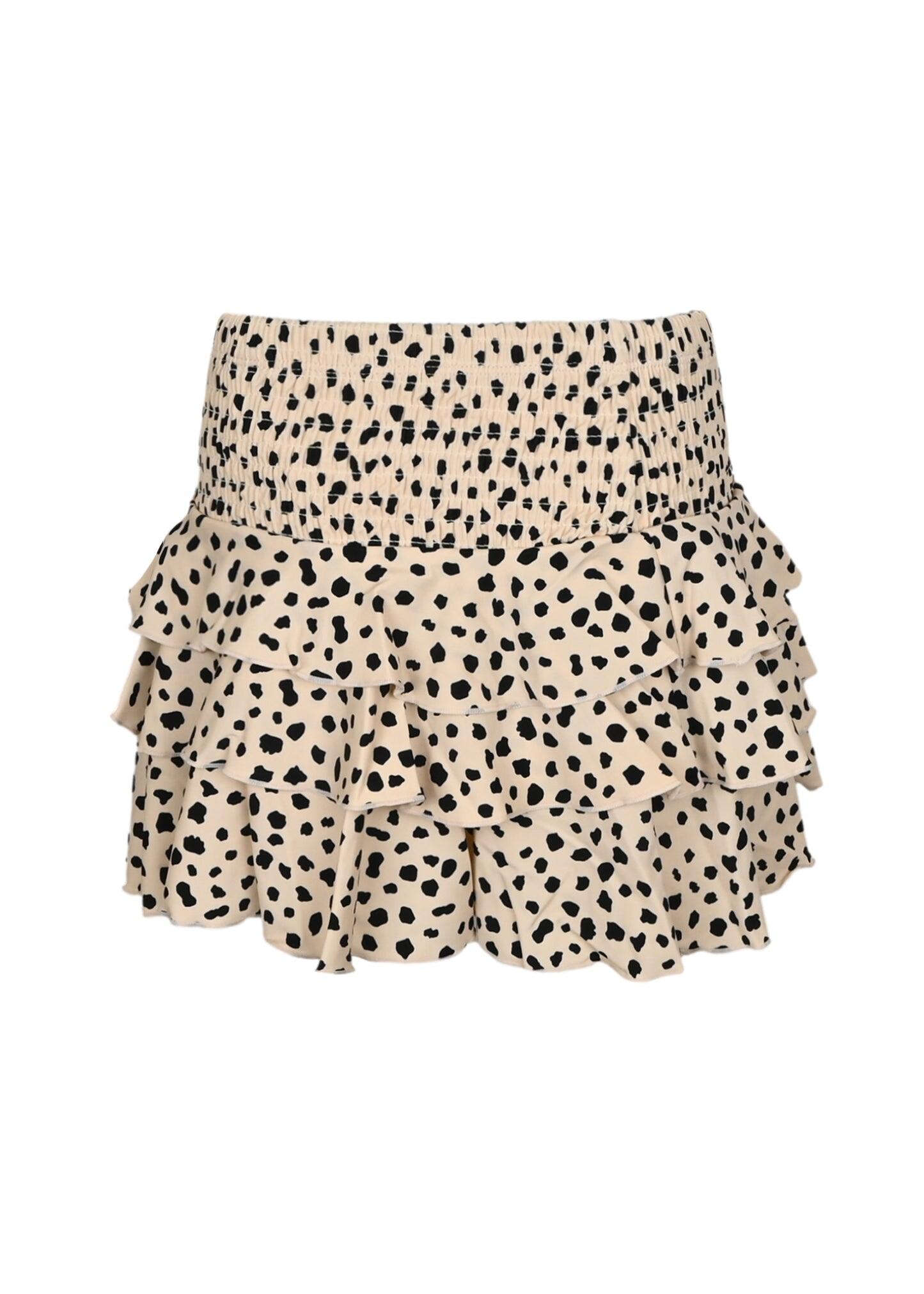 Dalmation Leopard Smocked Ruffle Active Skirt