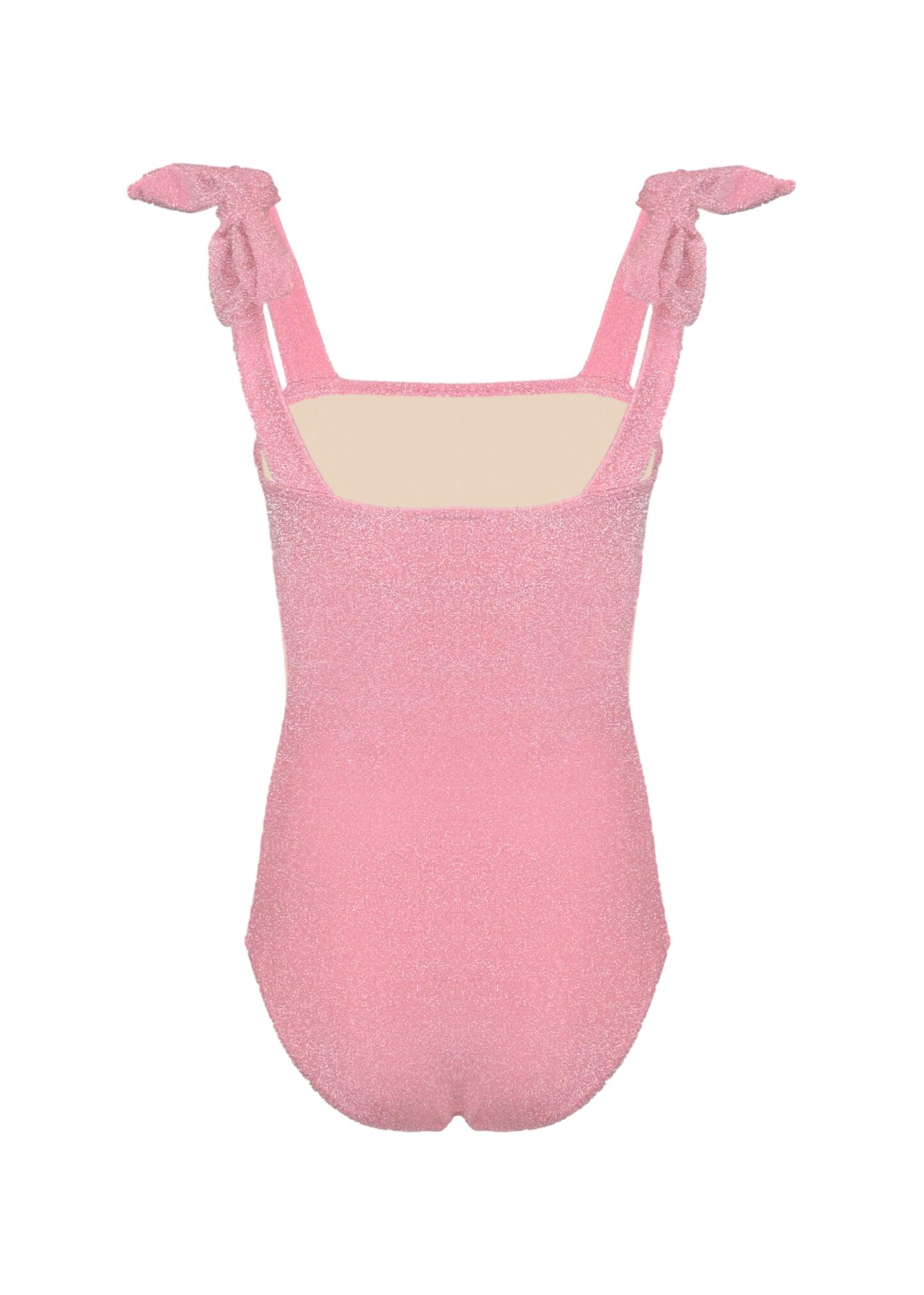 Pink Girls Shimmer Flower One Piece Swimsuit