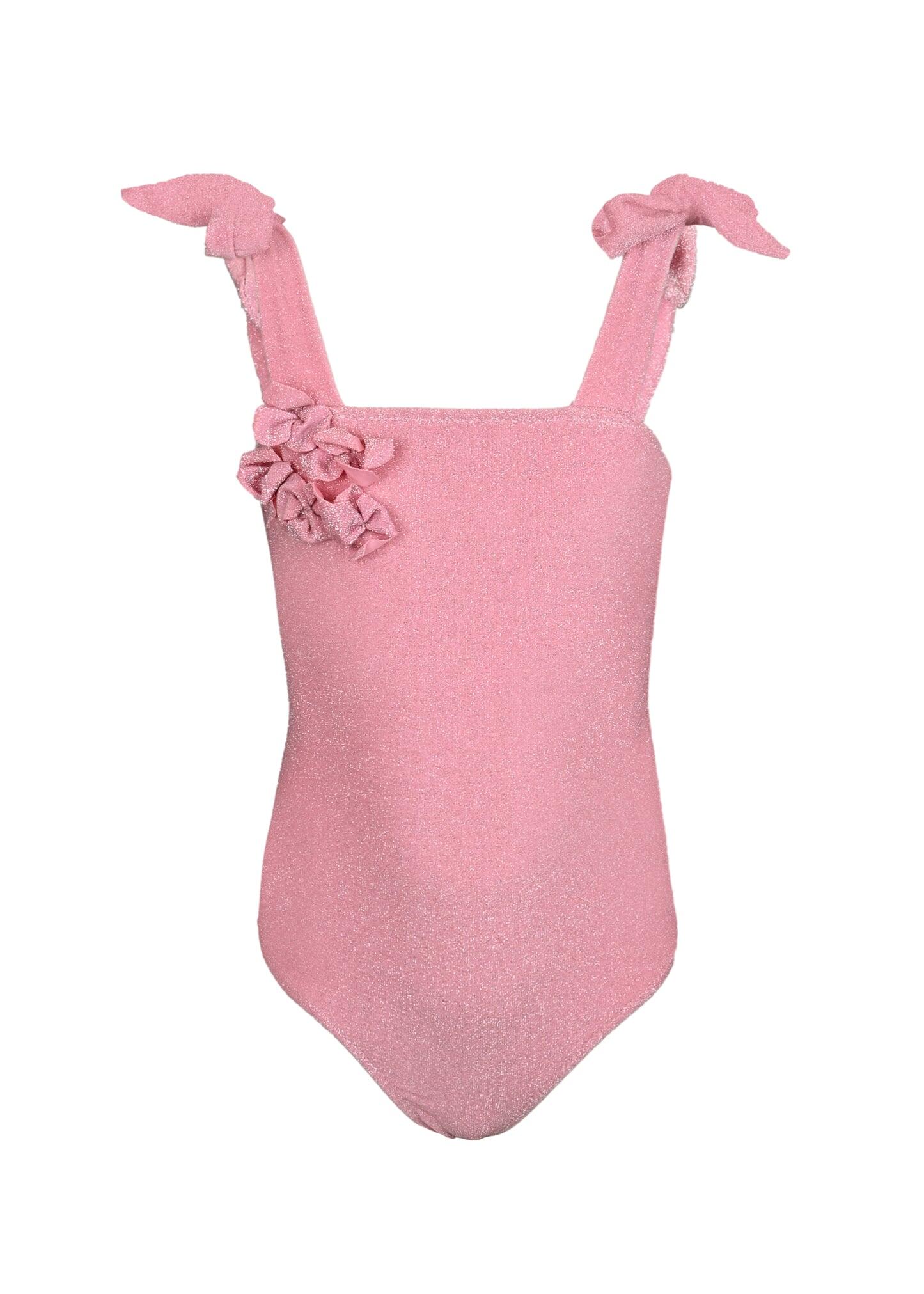Pink Girls Shimmer Flower One Piece Swimsuit