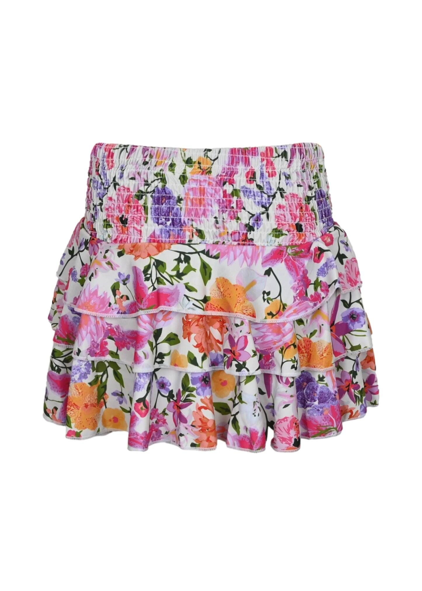 Summer Gardens Smocked Ruffle Active Skirt
