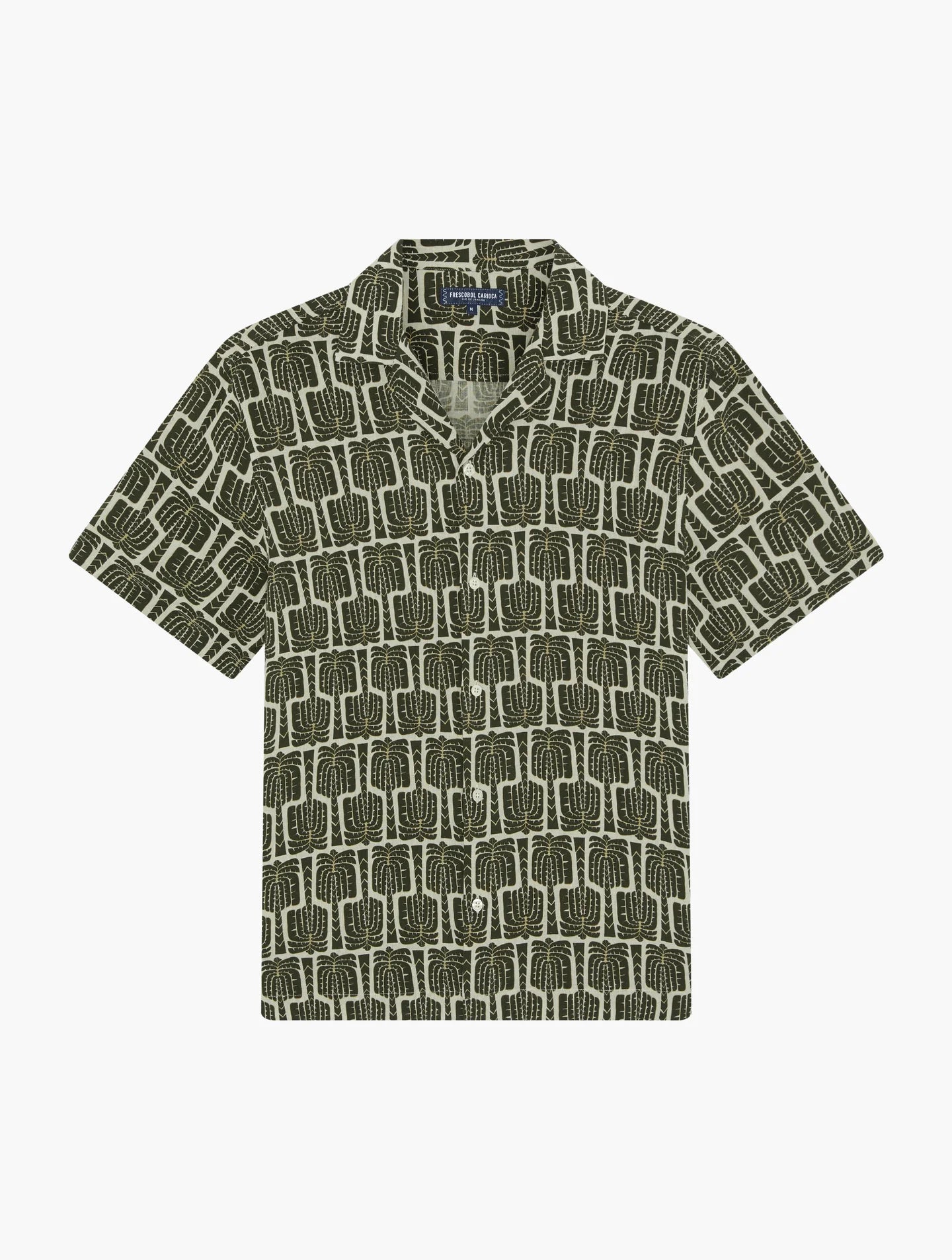 Roberto Palmeira Printed Linen Shirt Dark Olive