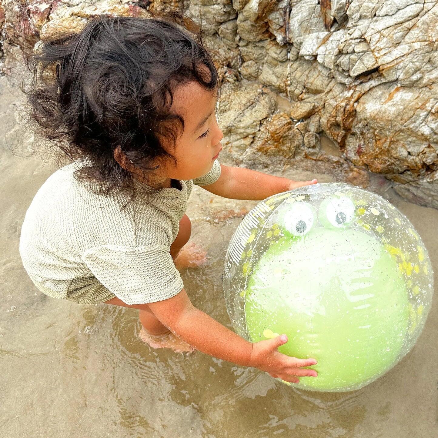 3D Inflatable Beach Ball Cookie the Croc Light Khaki - ONE SIZE - Beach Toy