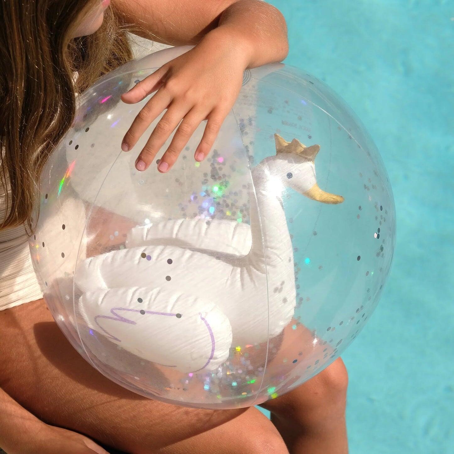 3D Inflatable Beach Ball Princess Swan Multi - ONE SIZE - Beach Toy