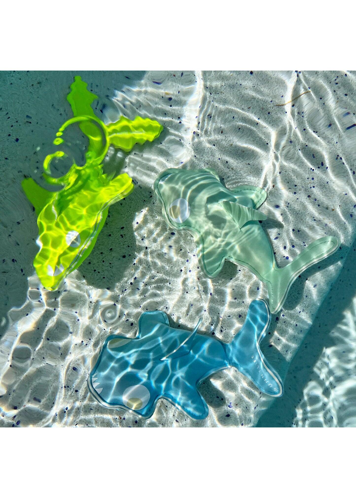 Salty the Shark Dive Buddies Aqua Neon Yellow Set of 3 - Beach Toy
