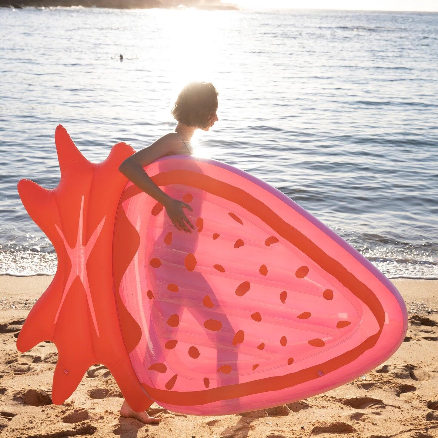 Luxe Lie-On Float Strawberry Pink Berry - ONE SIZE - Pool Inflatable