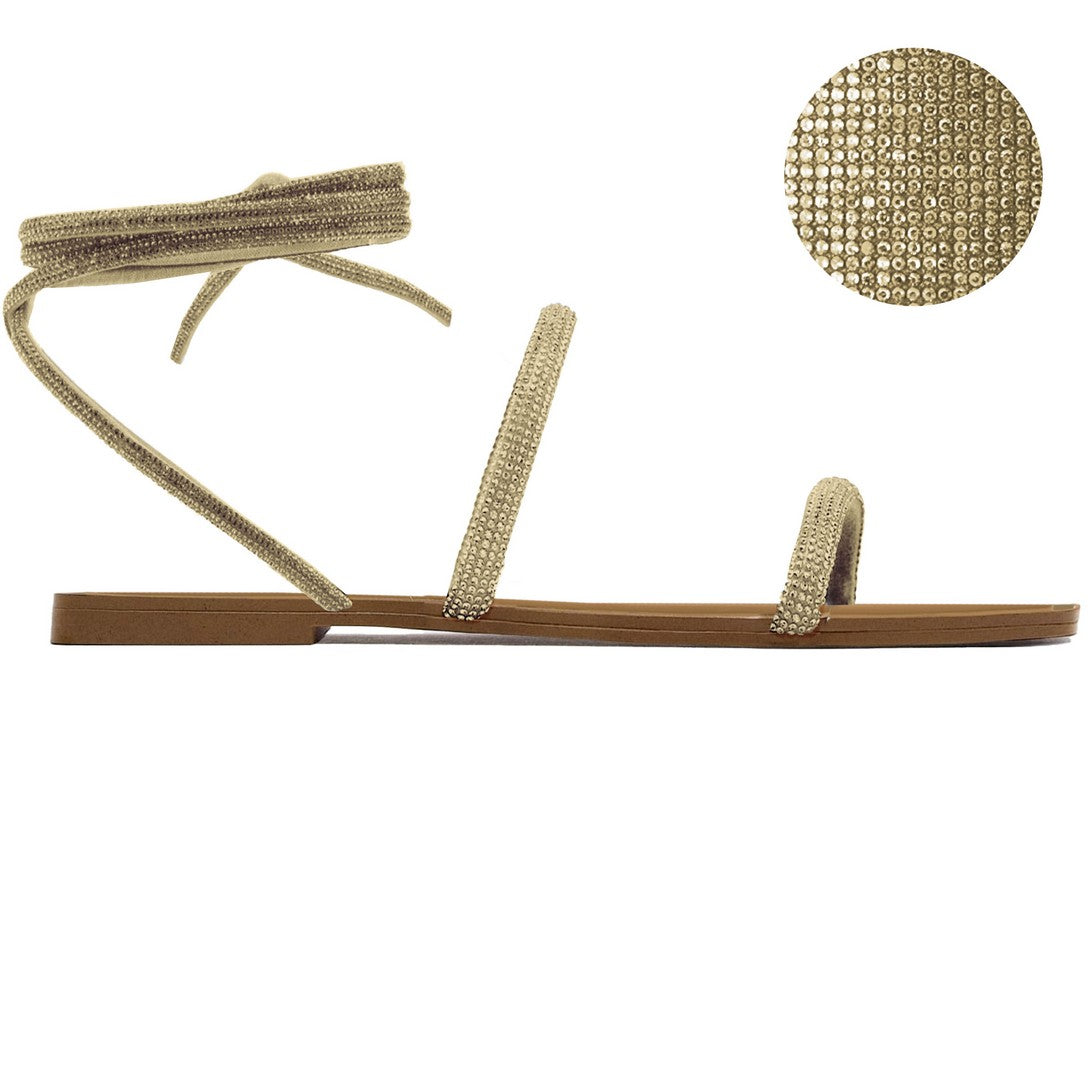 Strass Wrap Sandal Gold