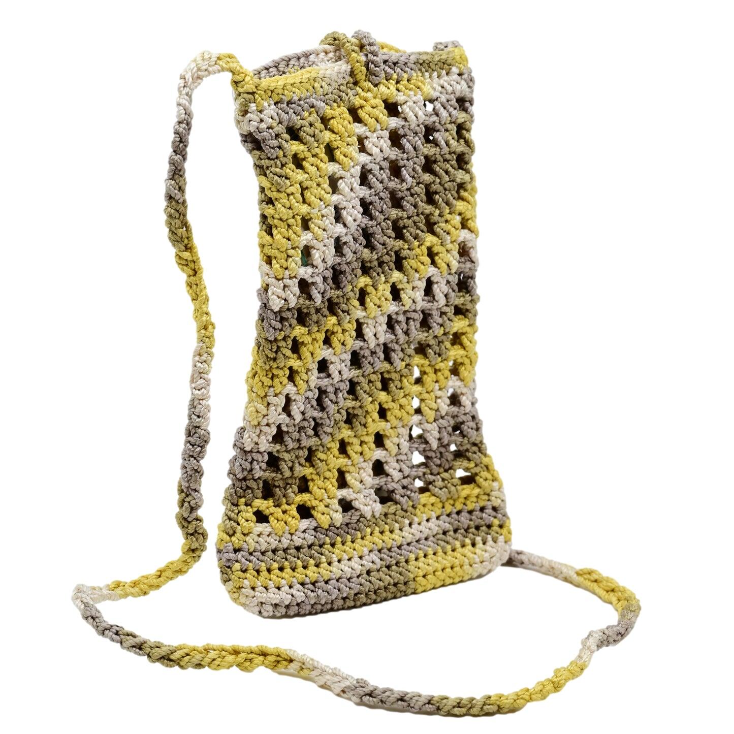 Crochet Mobile Holder Pouch Yellow Multi - Mobile Phone Charms & Straps