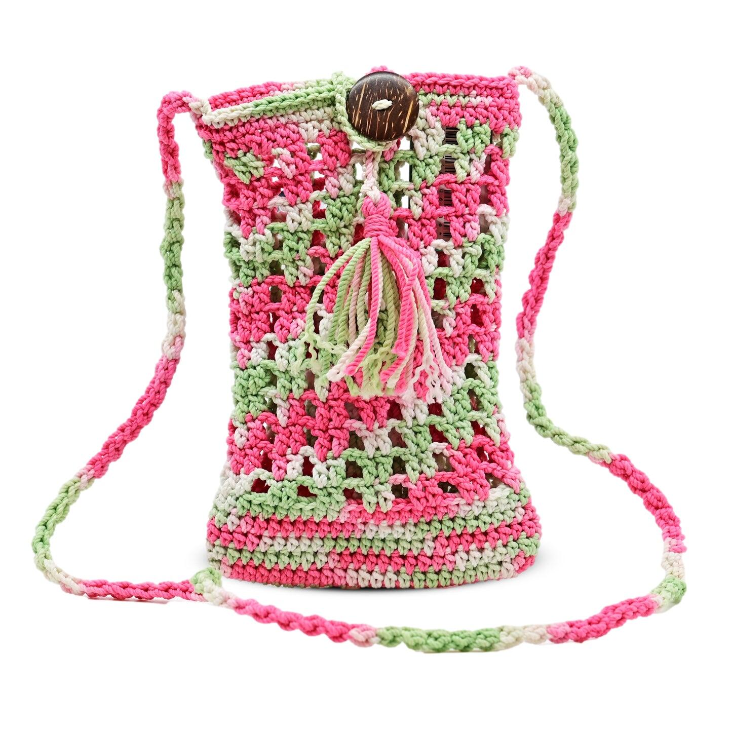 Crochet Mobile Holder Pouch Mint Multi - Mobile Phone Charms & Straps
