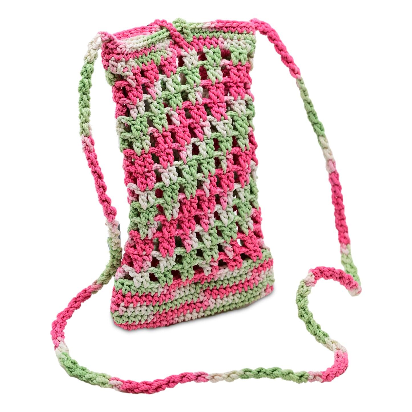 Crochet Mobile Holder Pouch Mint Multi - Mobile Phone Charms & Straps