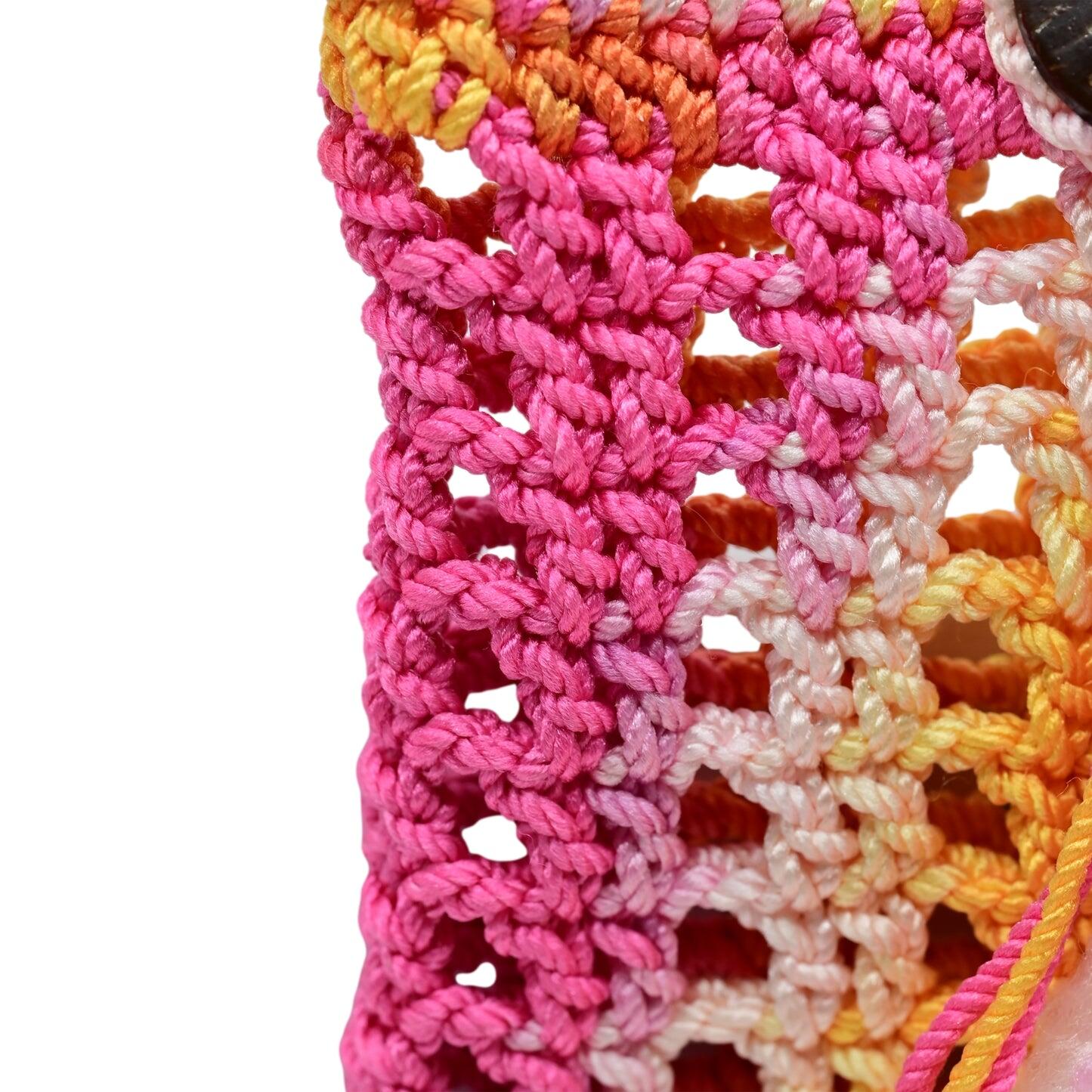 Crochet Mobile Holder Pouch Pink Multi - Mobile Phone Charms & Straps