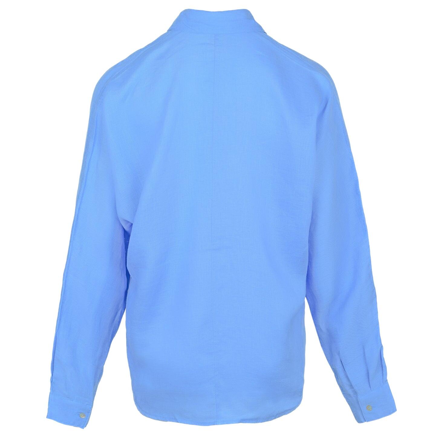 Blue Crashed Linen Shirt - Top