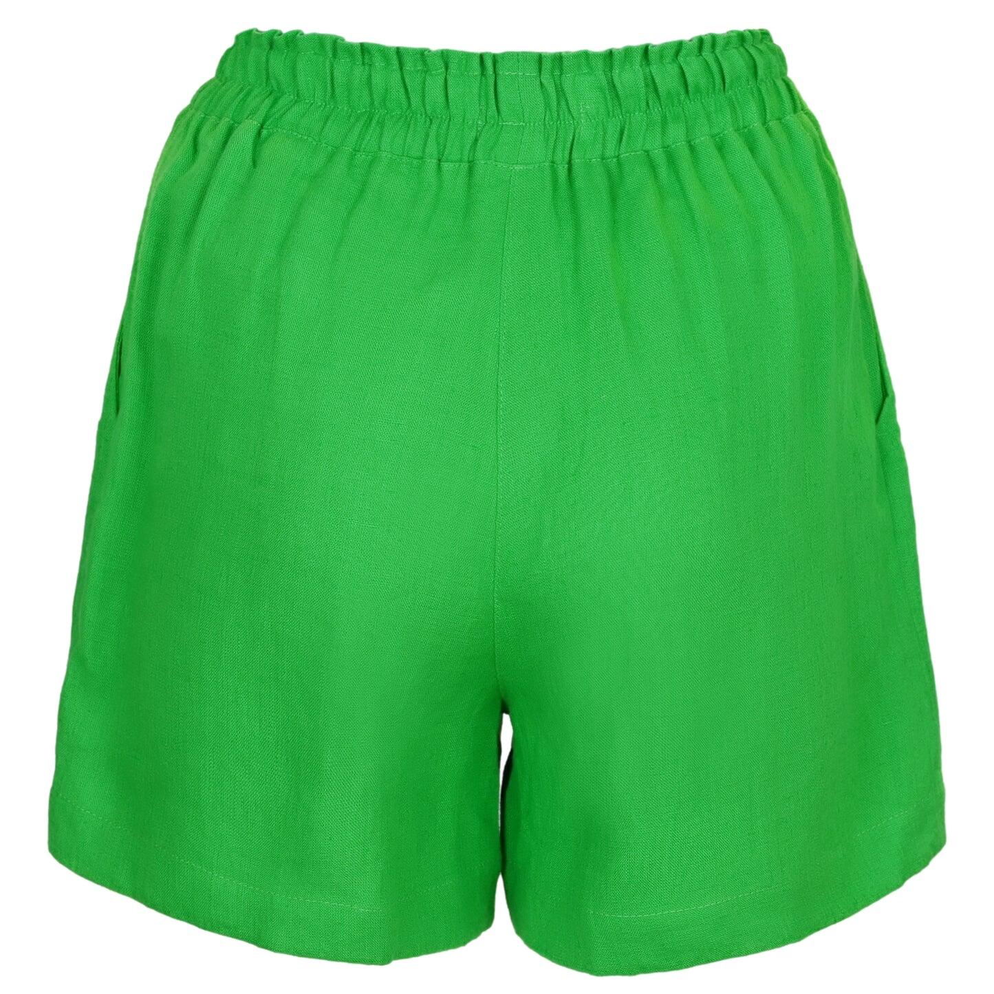 Green Linen Shorts - Shorts