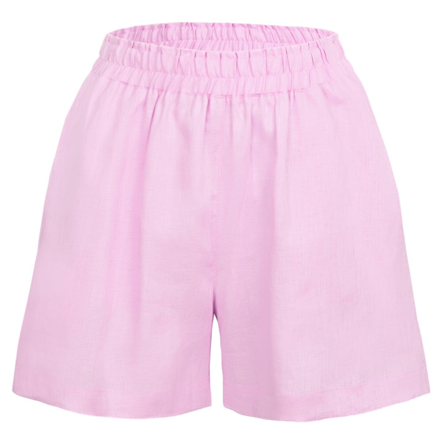 Light Pink Linen Shorts - Shorts