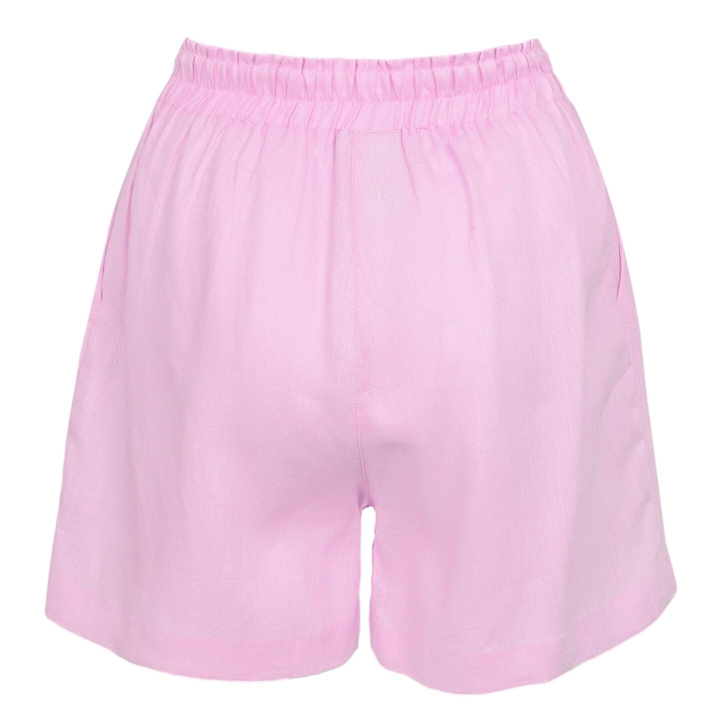 Light Pink Linen Shorts - Shorts