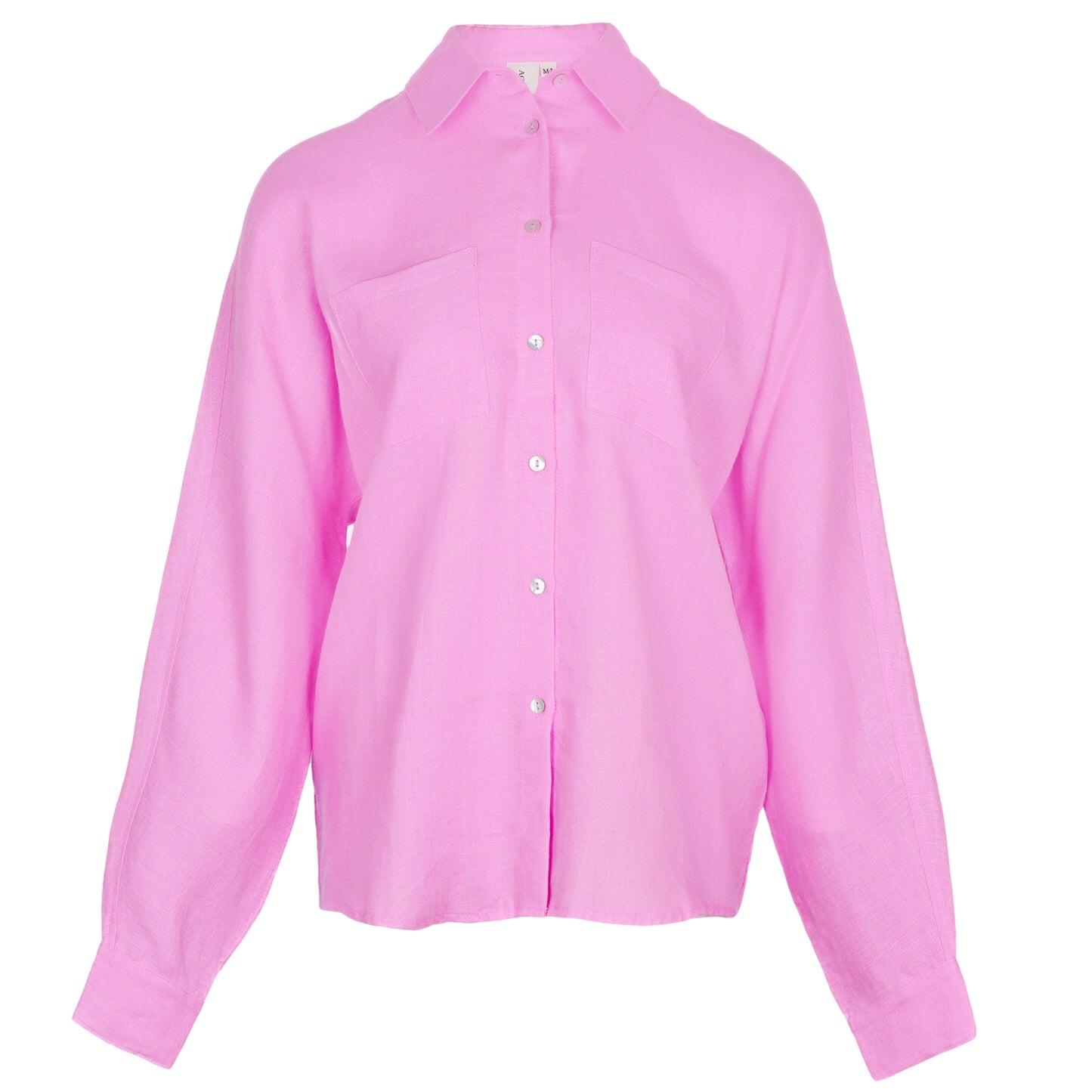 Neon Pink Linen Shirt - Top