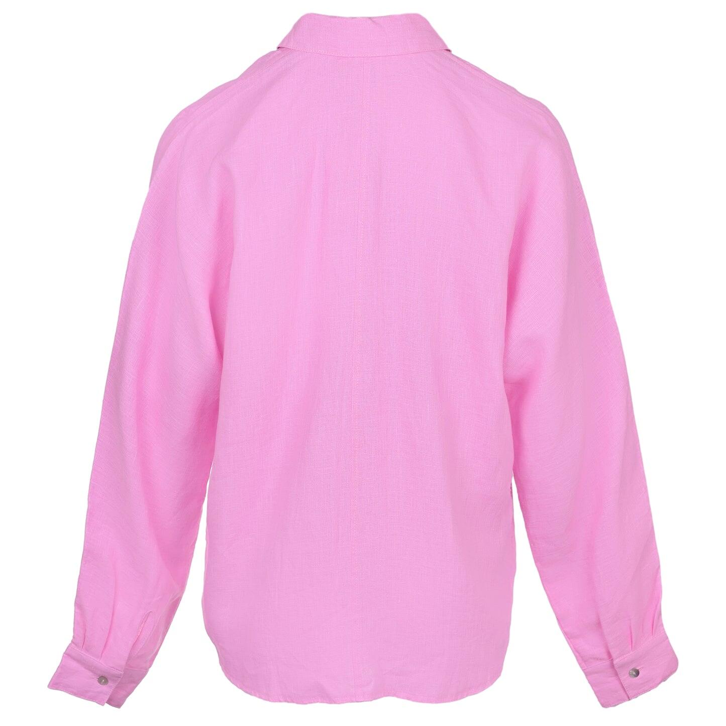 Neon Pink Linen Shirt - Top