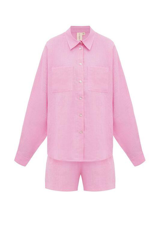 Neon Pink Linen Shorts